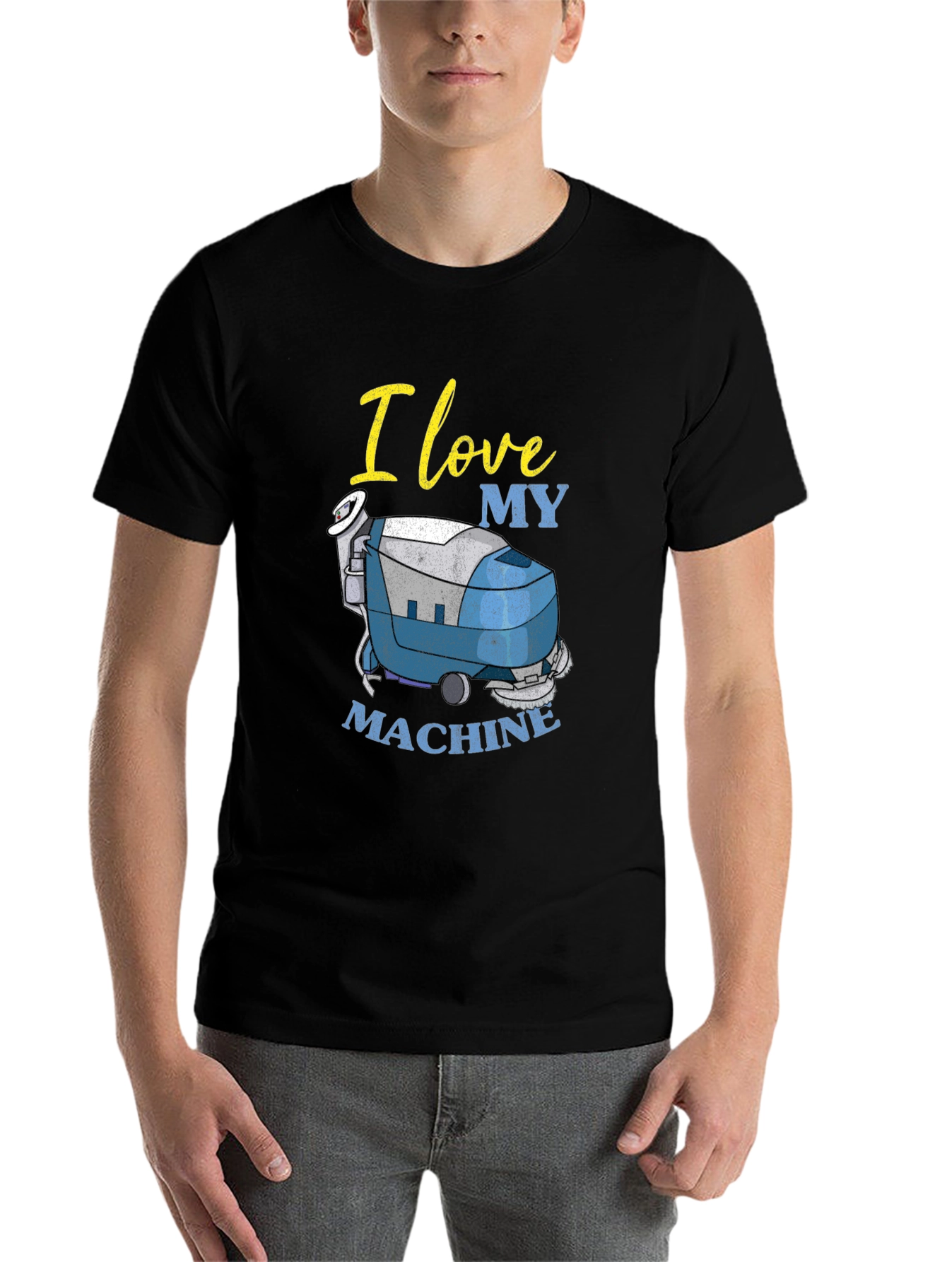 Black I Love My Machine T-Shirt - Cleaning Crew Apparel view 7