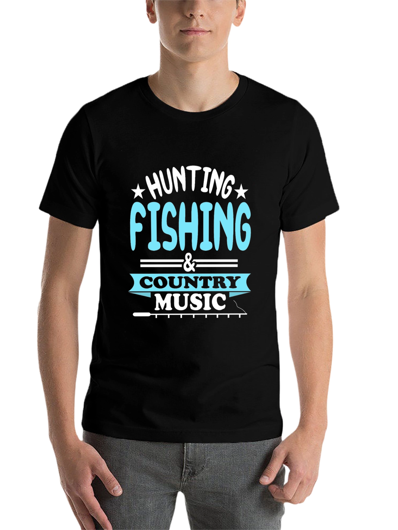 Black Hunting Fishing Country Music T-Shirt view 7