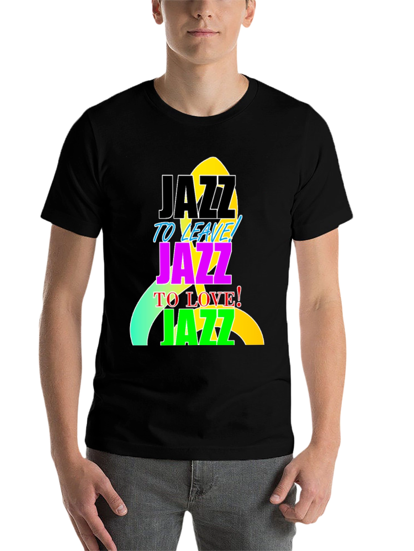 Black Jazz to Leave, Love, Jazz T-Shirt view 7