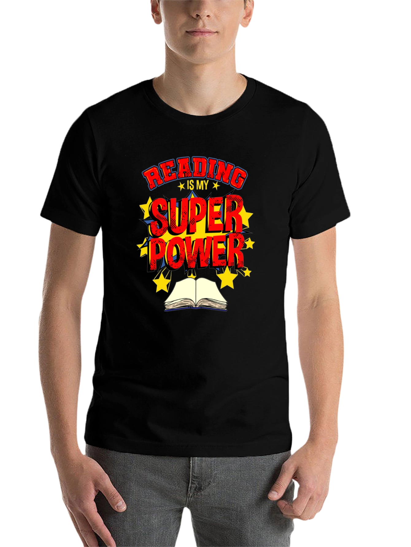 Black Reading is My Superpower Graphic T-Shirt view 7