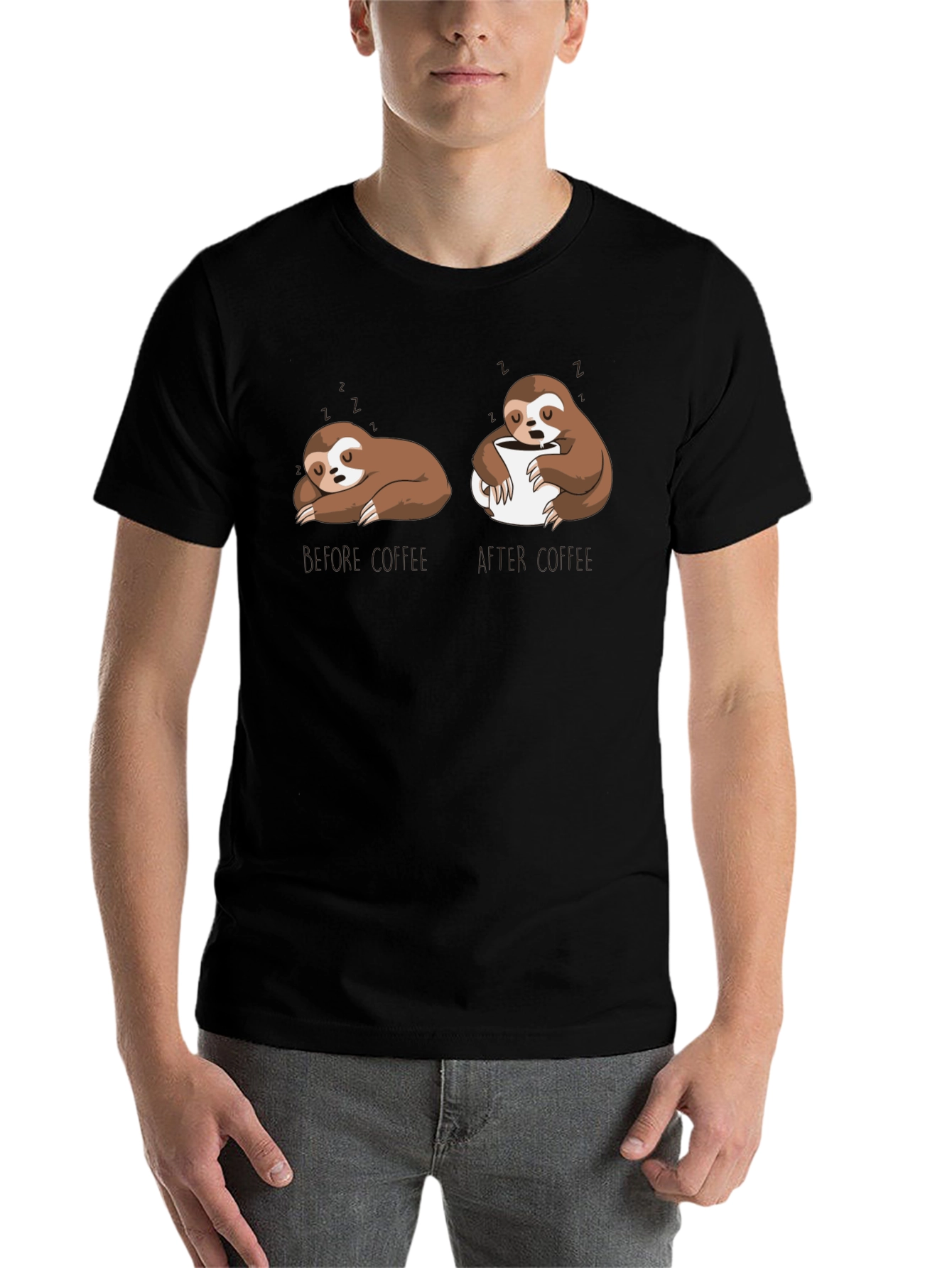 Black Sloth Coffee T-Shirt - Funny Graphic Tee view 7