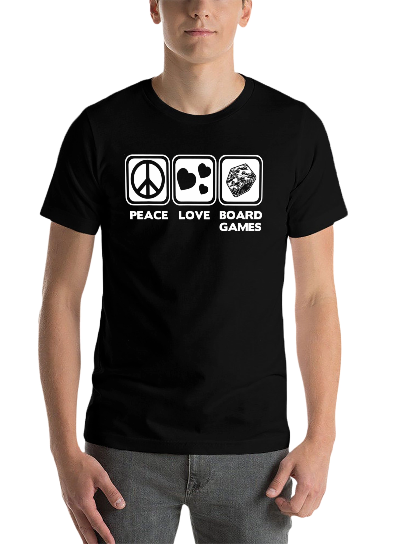 Black Peace Love Board Games T-Shirt view 7