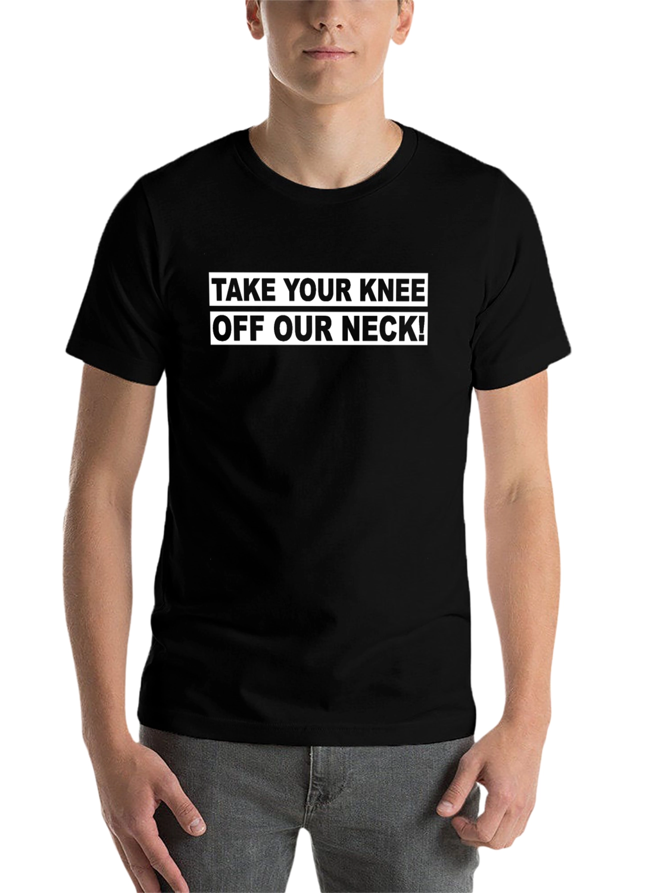 Black Statement Tee: Take Your Knee Off Our Neck view 7