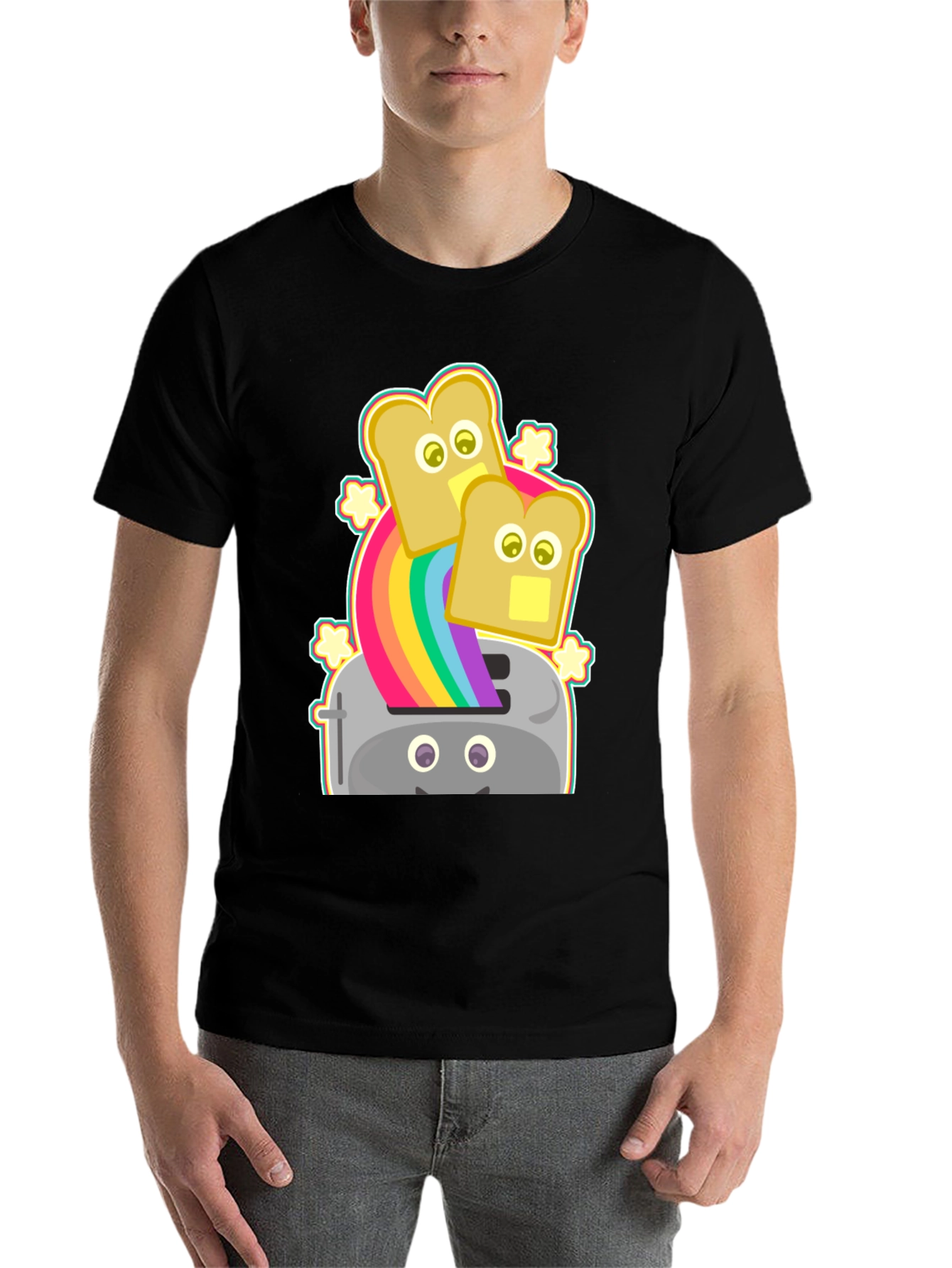 Black Rainbow Toaster Bread T-Shirt, Novelty Tee view 7