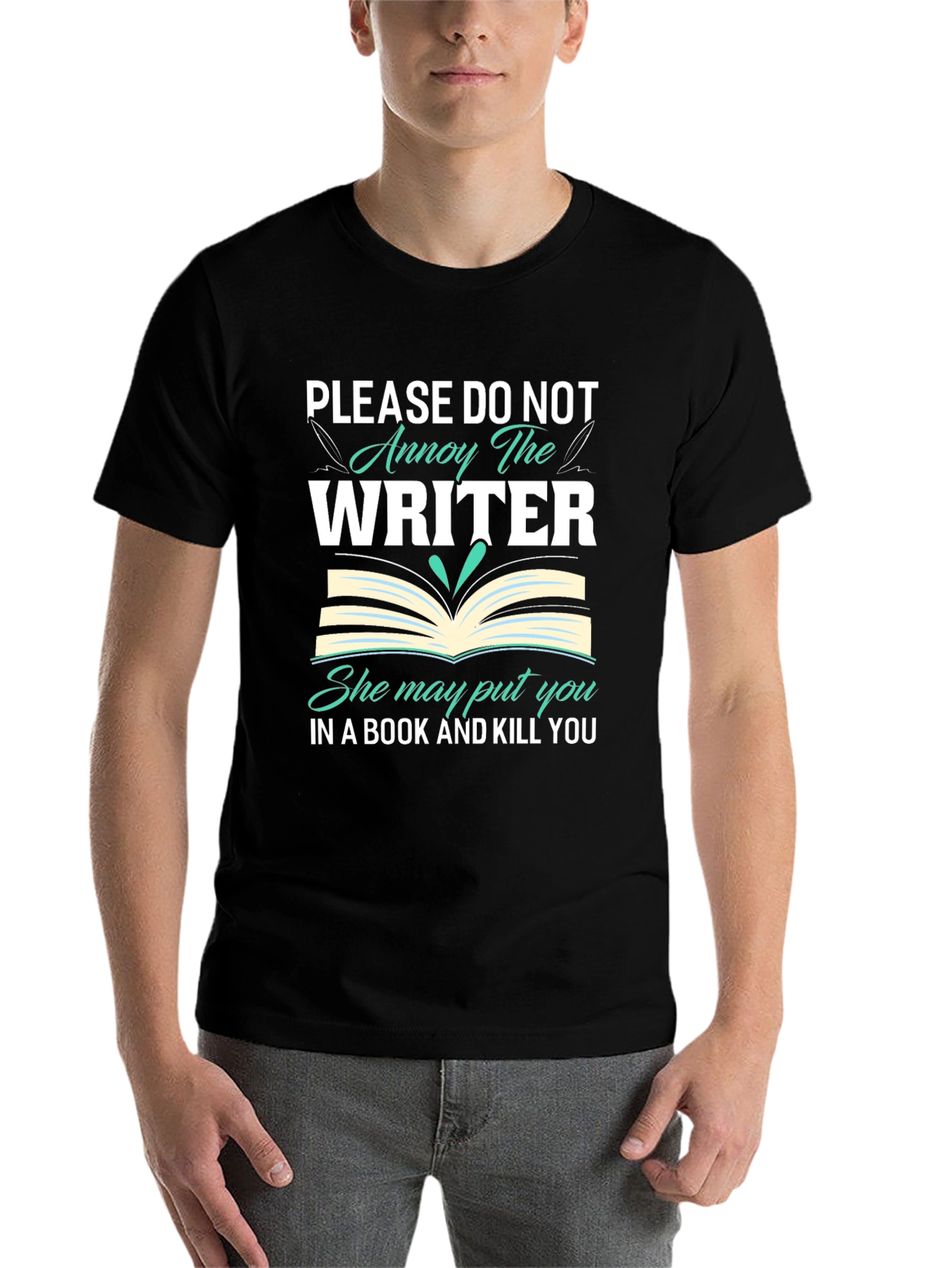 Black Annoy the Writer T-Shirt view 7