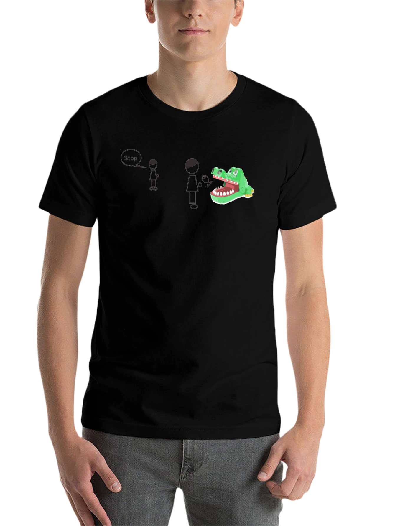 Black Funny Alligator Graphic Black T-Shirt view 7