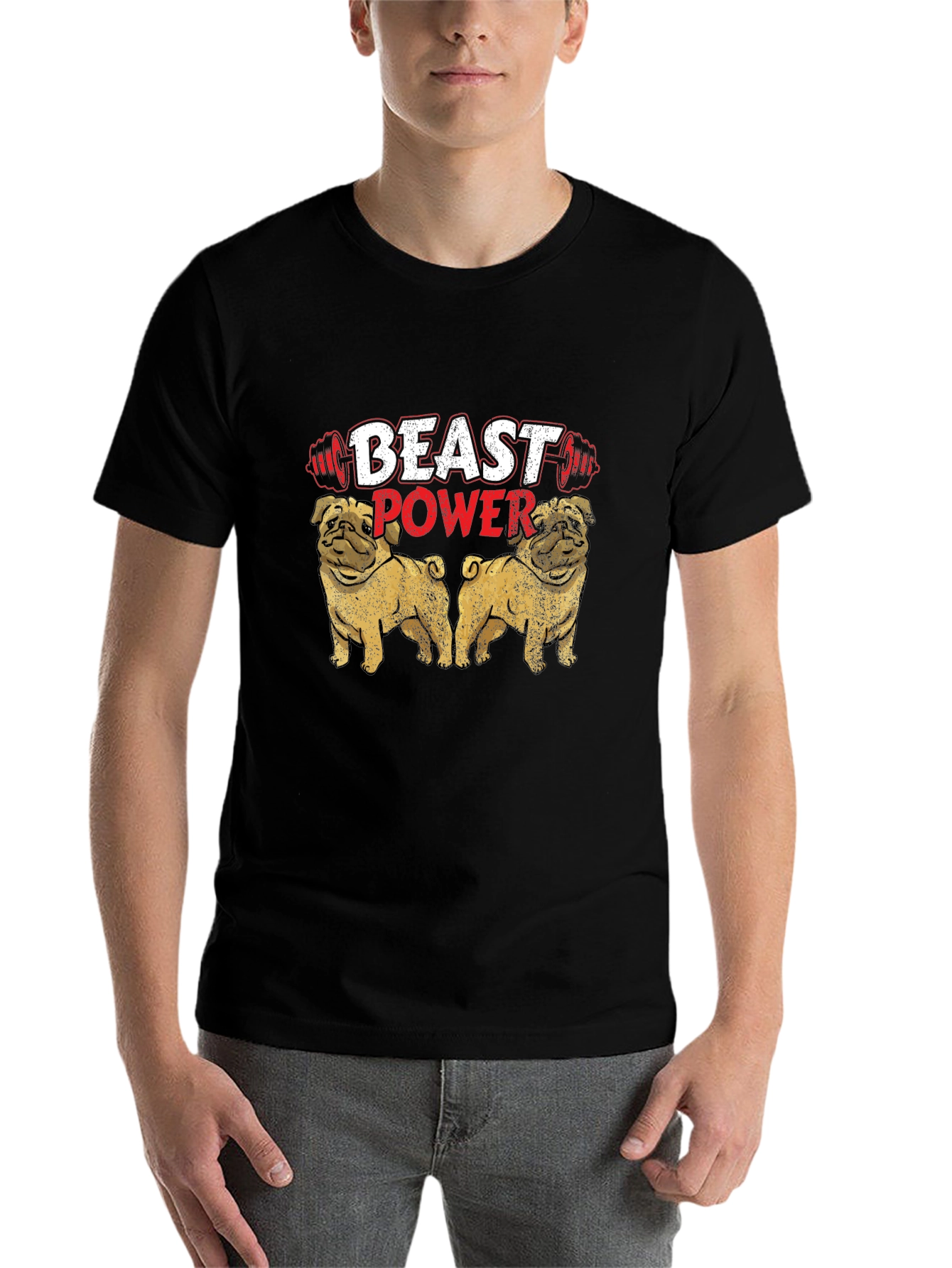 Black Beast Power Pug Graphic Tee view 7