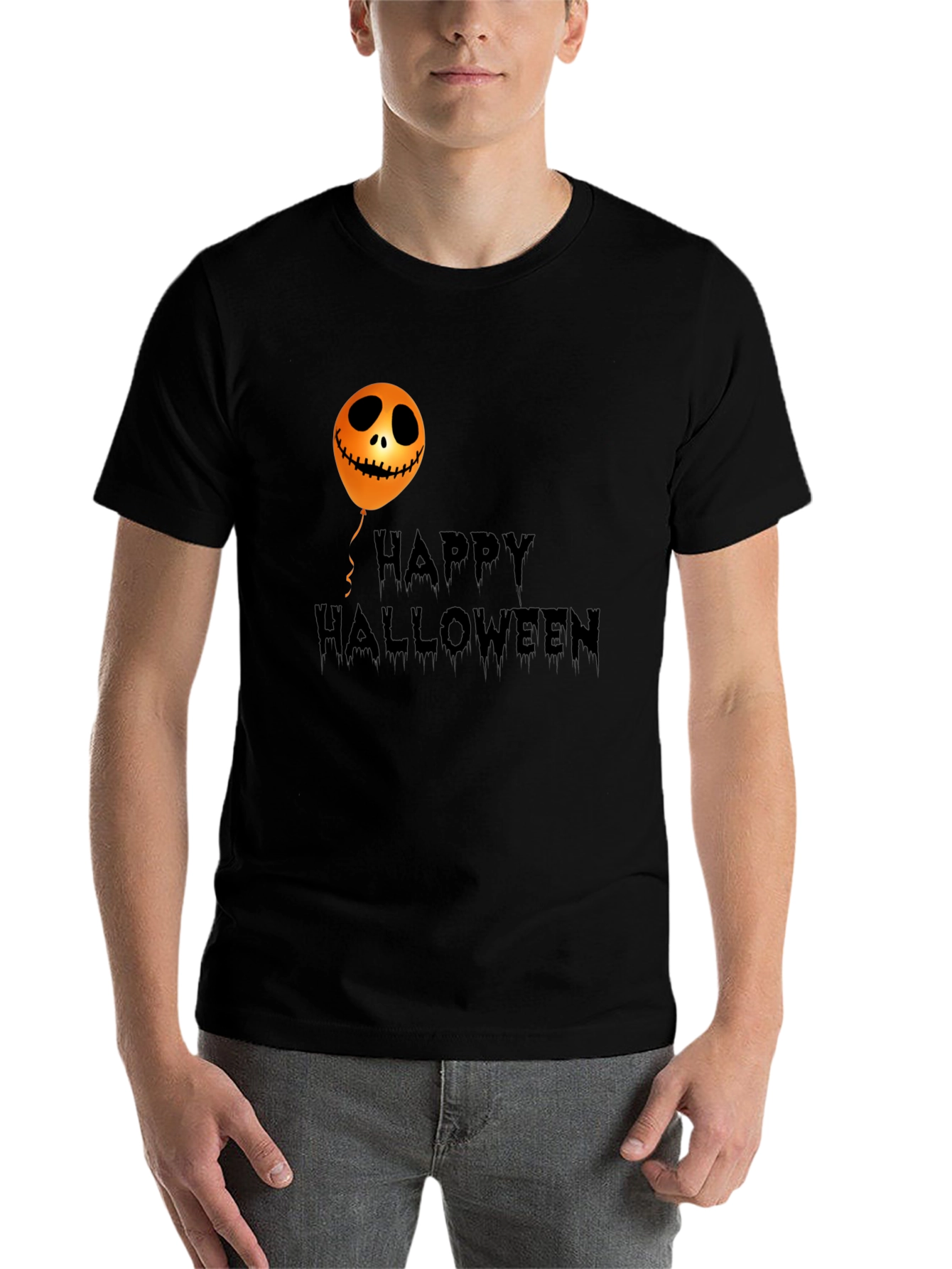 Black Happy Halloween Graphic T-Shirt - Spooky Season Apparel view 7