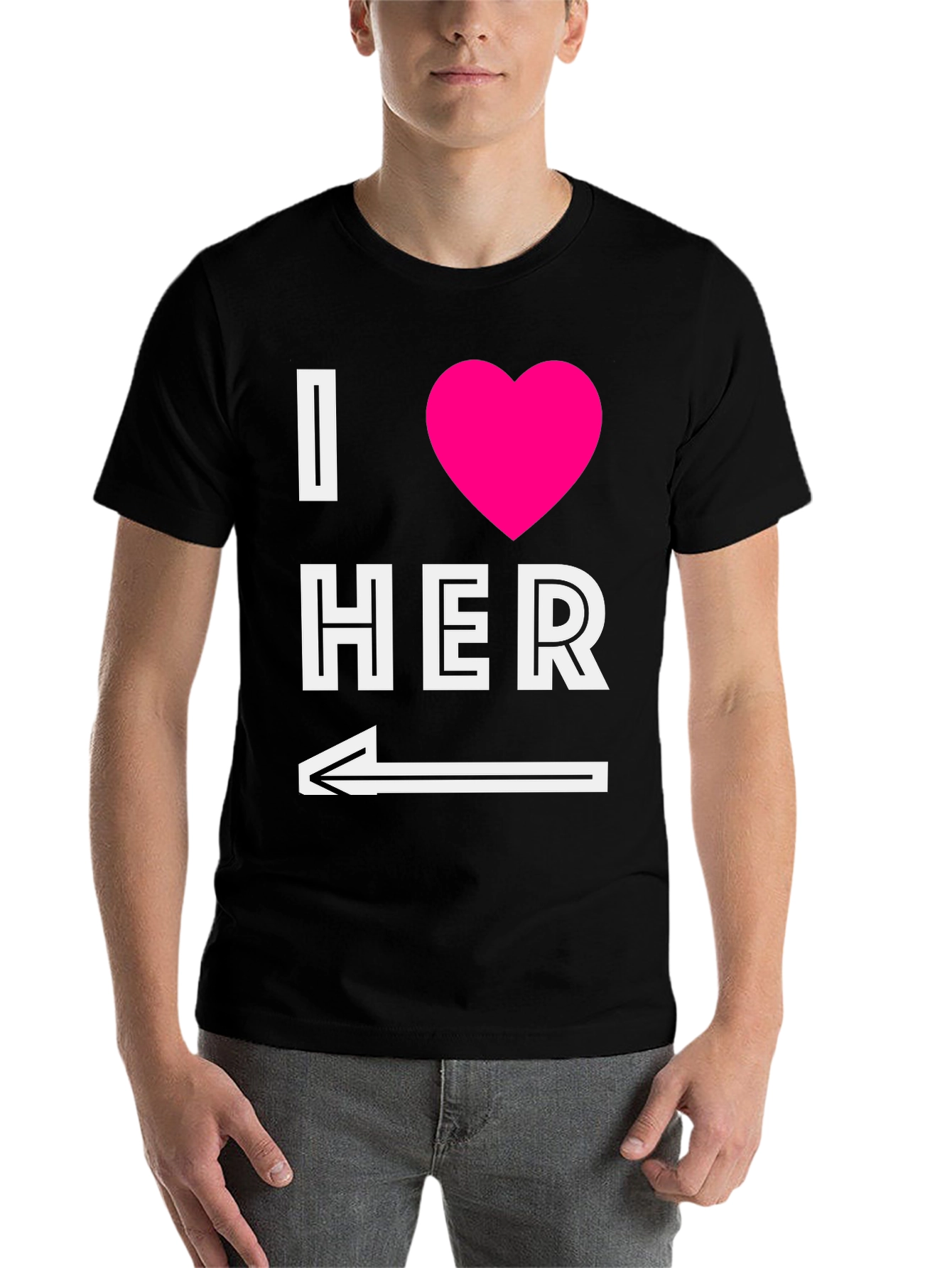 Black I Heart Her T-Shirt with Arrow Graphic view 7