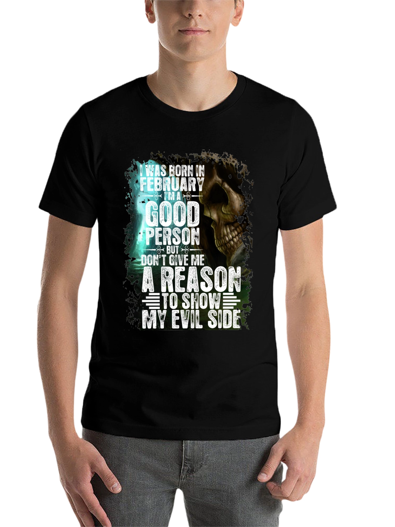Black February Good Person Evil Side Graphic Tee view 7