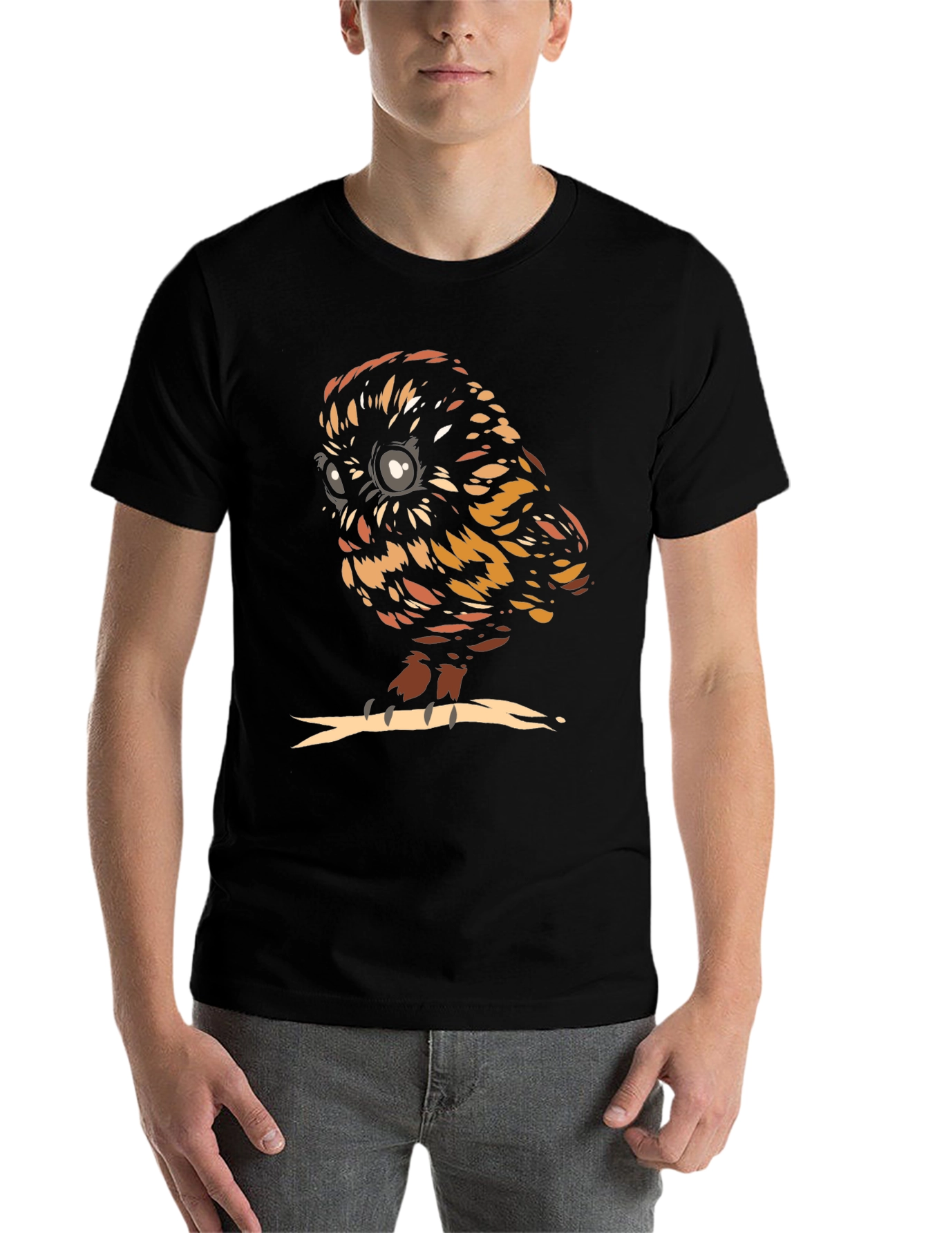 Black Owl with Glasses Graphic Tee - Unisex Black T-Shirt view 7