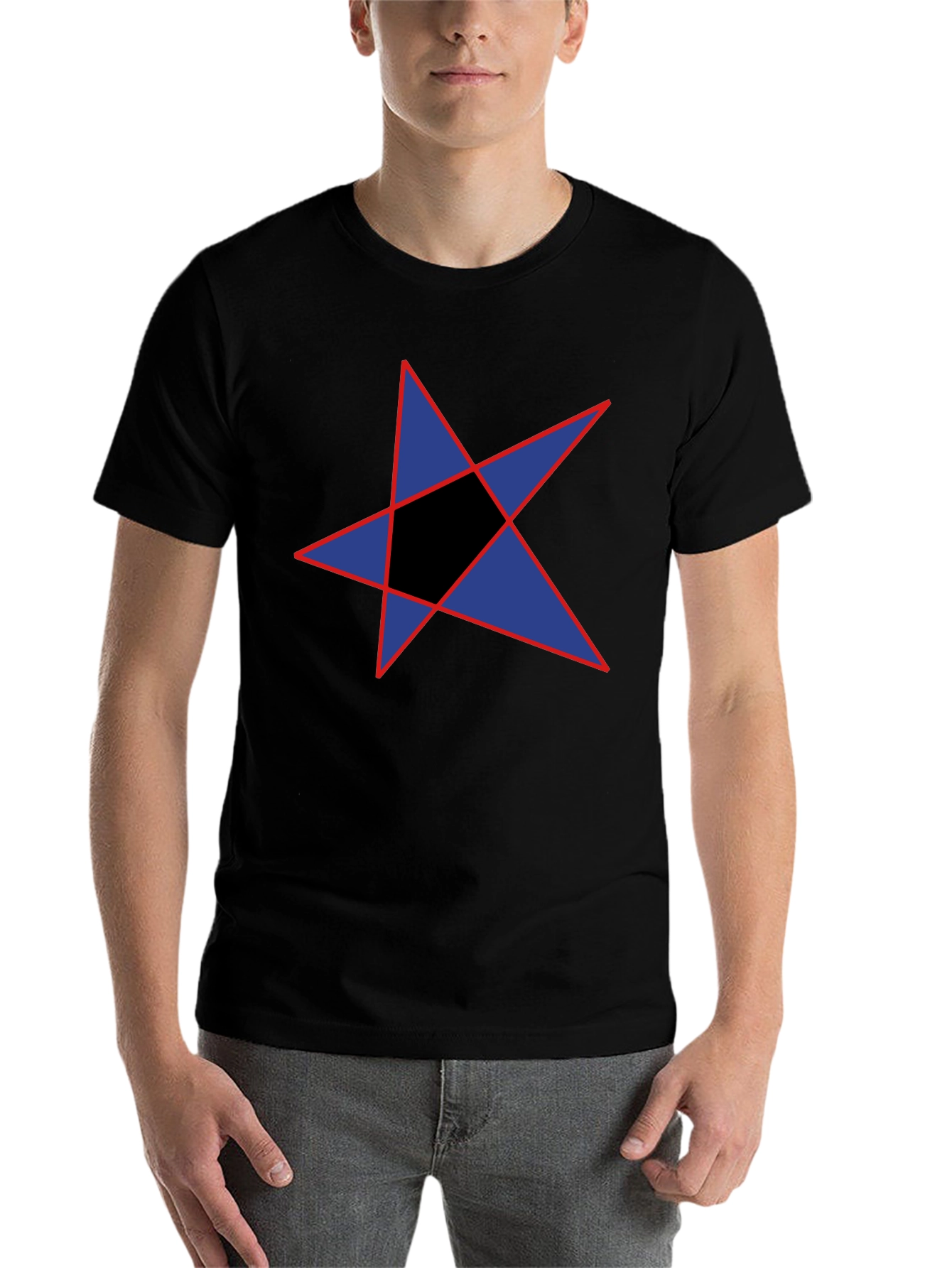 Black Abstract Star Graphic Black T-Shirt view 7