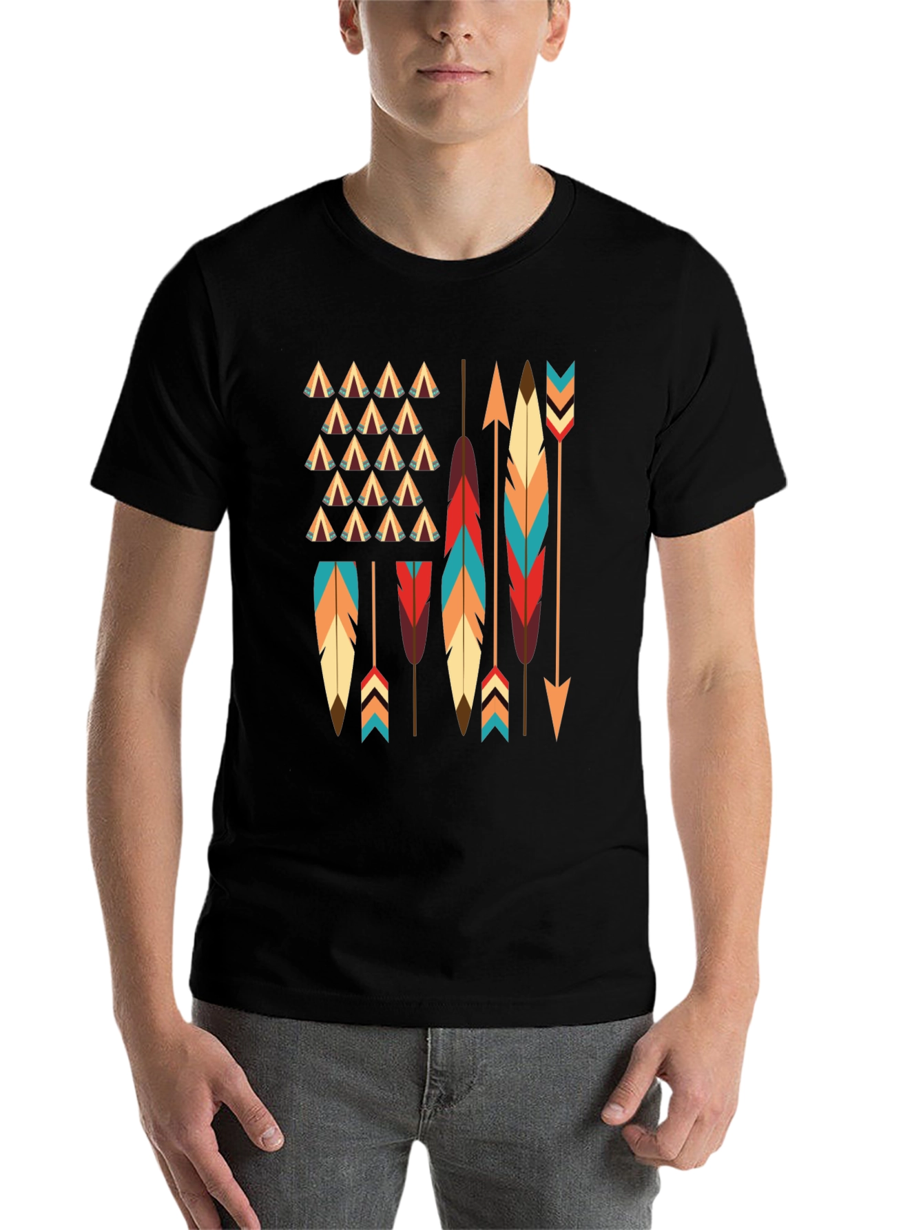 Native American Arrows & Feathers Graphic T-Shirt - 7