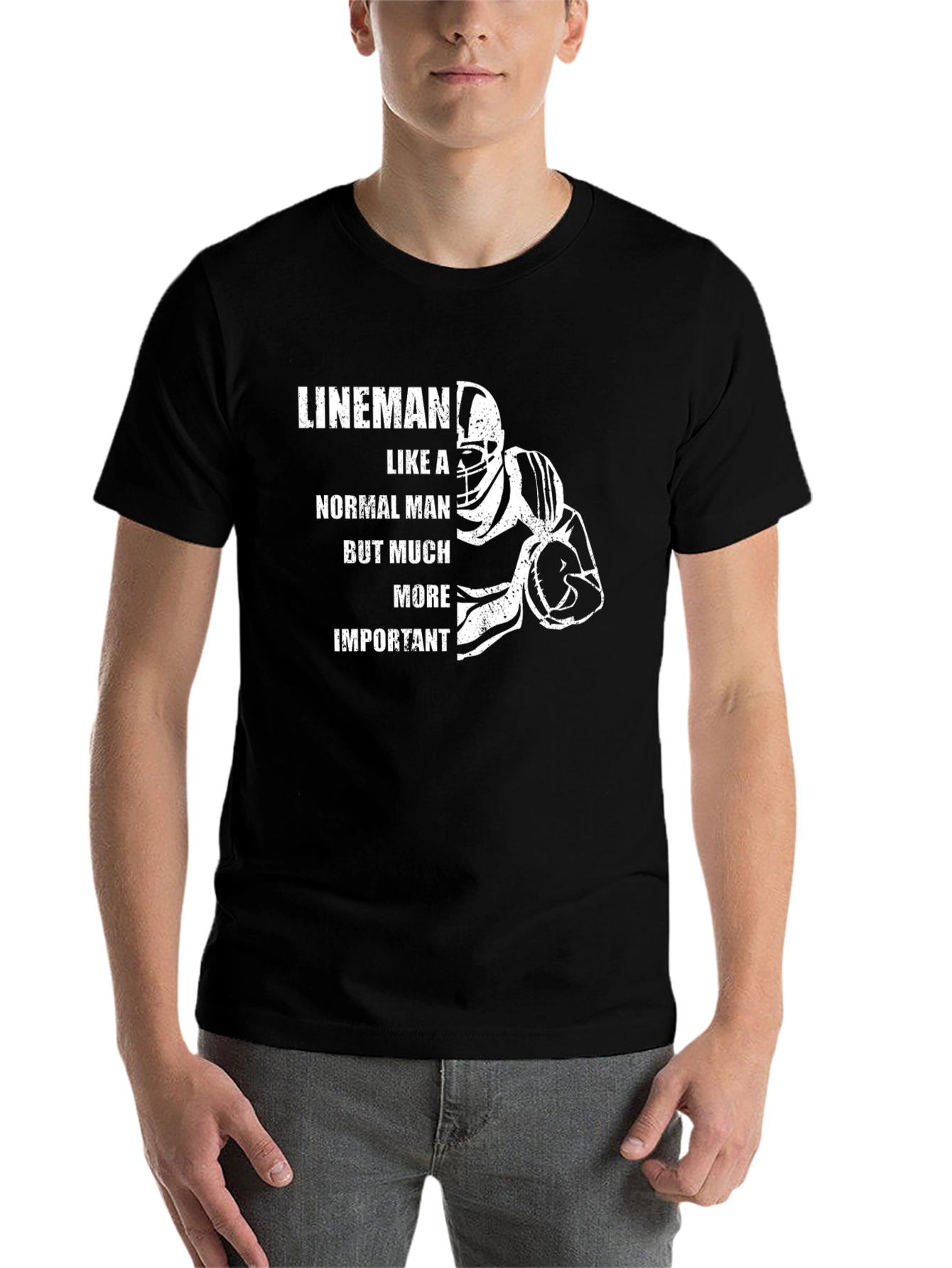Black Lineman Graphic Tee - Football Fan Apparel view 7