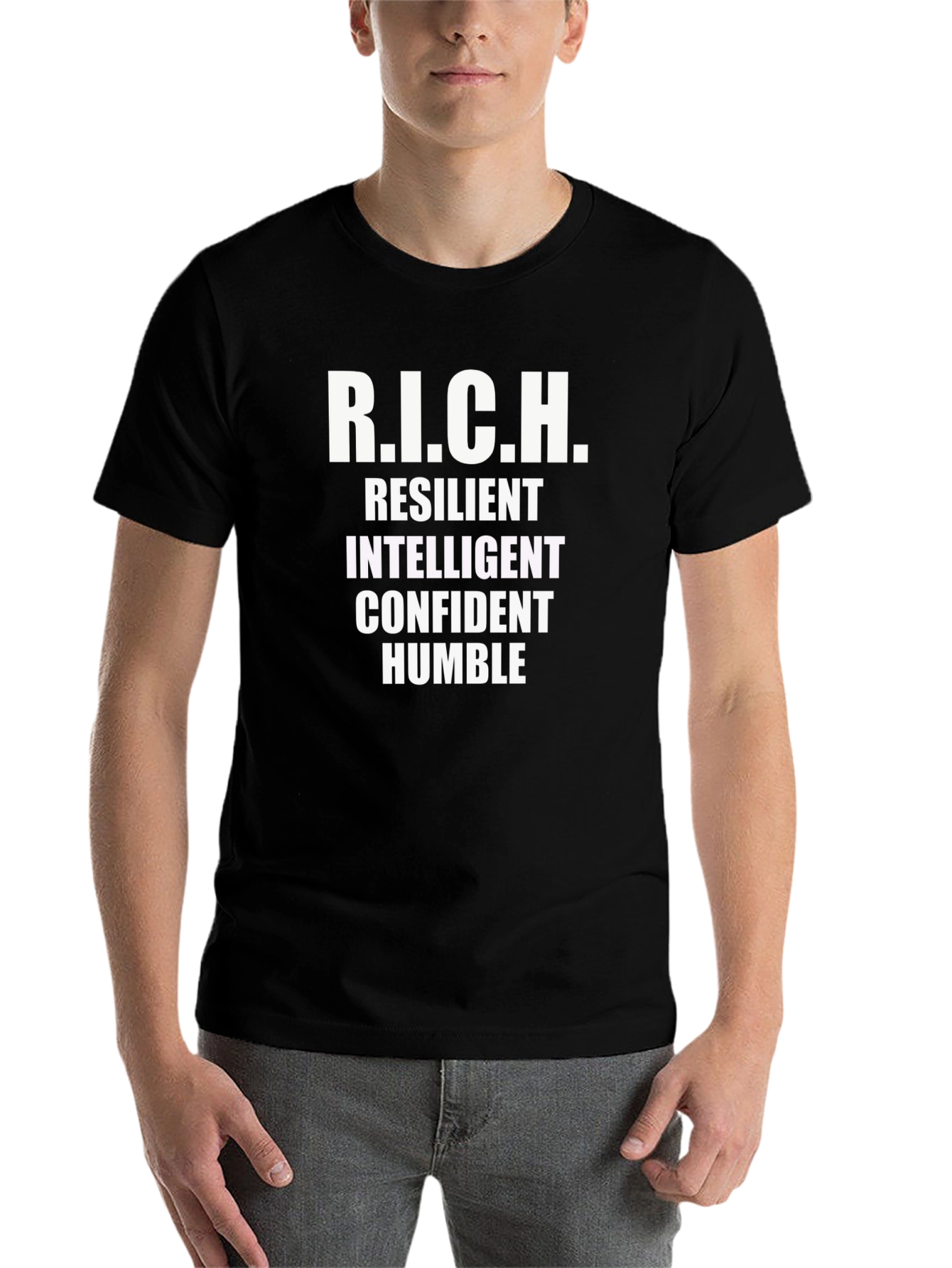 Black R.I.C.H. Definition T-Shirt - Resilient, Intelligent, Confident, Humble view 7