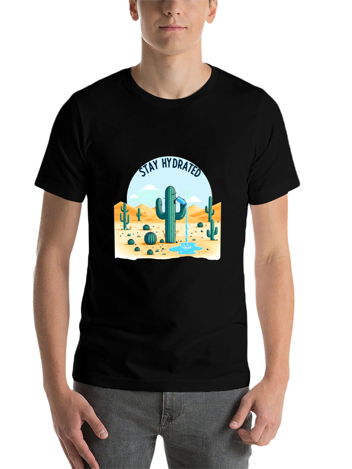 Stay Hydrated Cactus T-Shirt - Black - 7