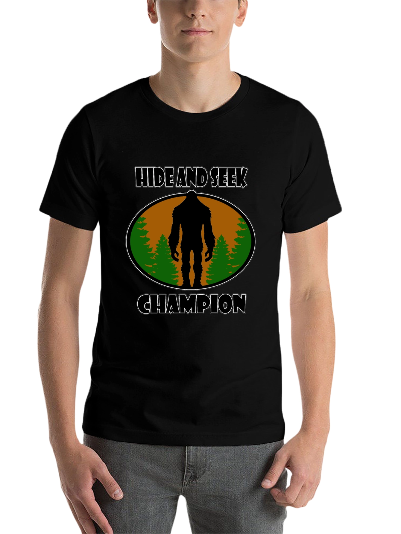 Black Hide and Seek Champion Bigfoot T-Shirt view 7