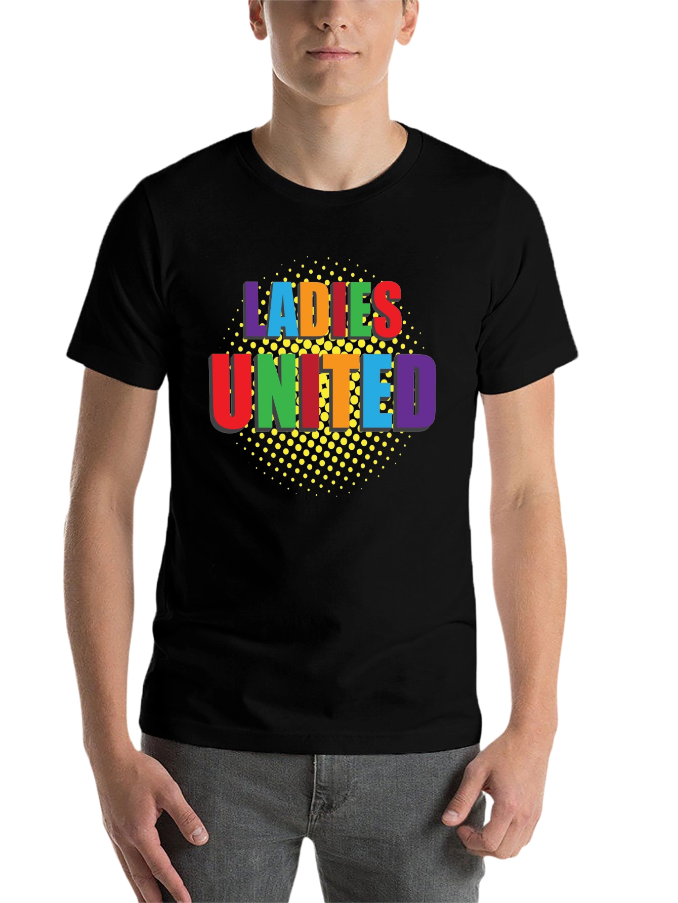 Black Ladies United Graphic T-Shirt - Black Crew Neck Tee view 7