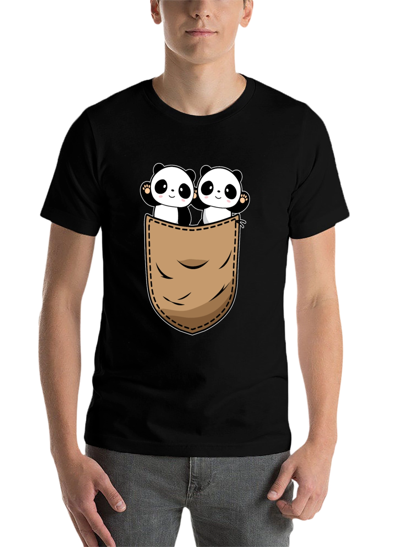 Black Panda Pocket T-Shirt - Cute Graphic Tee view 7