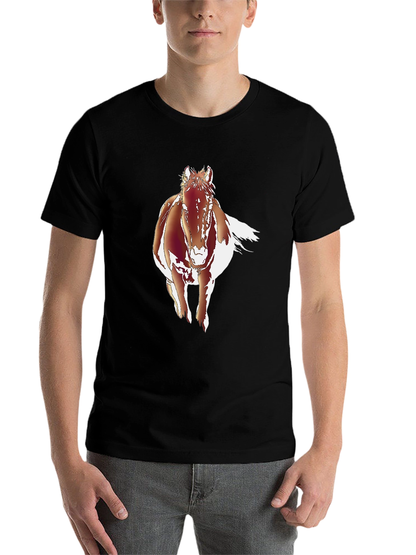 Black Running Horse Graphic T-Shirt view 7