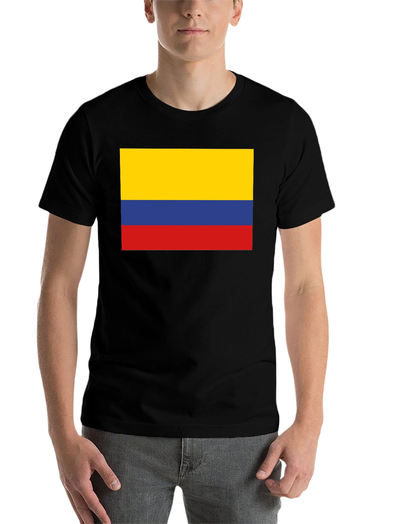 Black Colombia Flag Graphic Tee - Black Cotton T-Shirt view 7