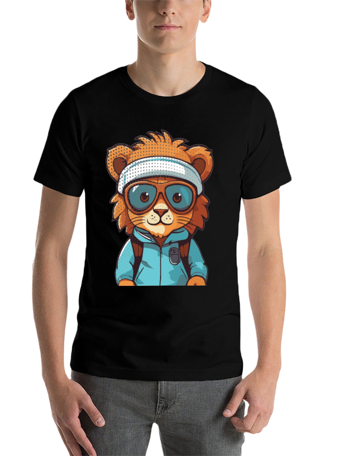 Black Cartoon Lion T-Shirt view 7