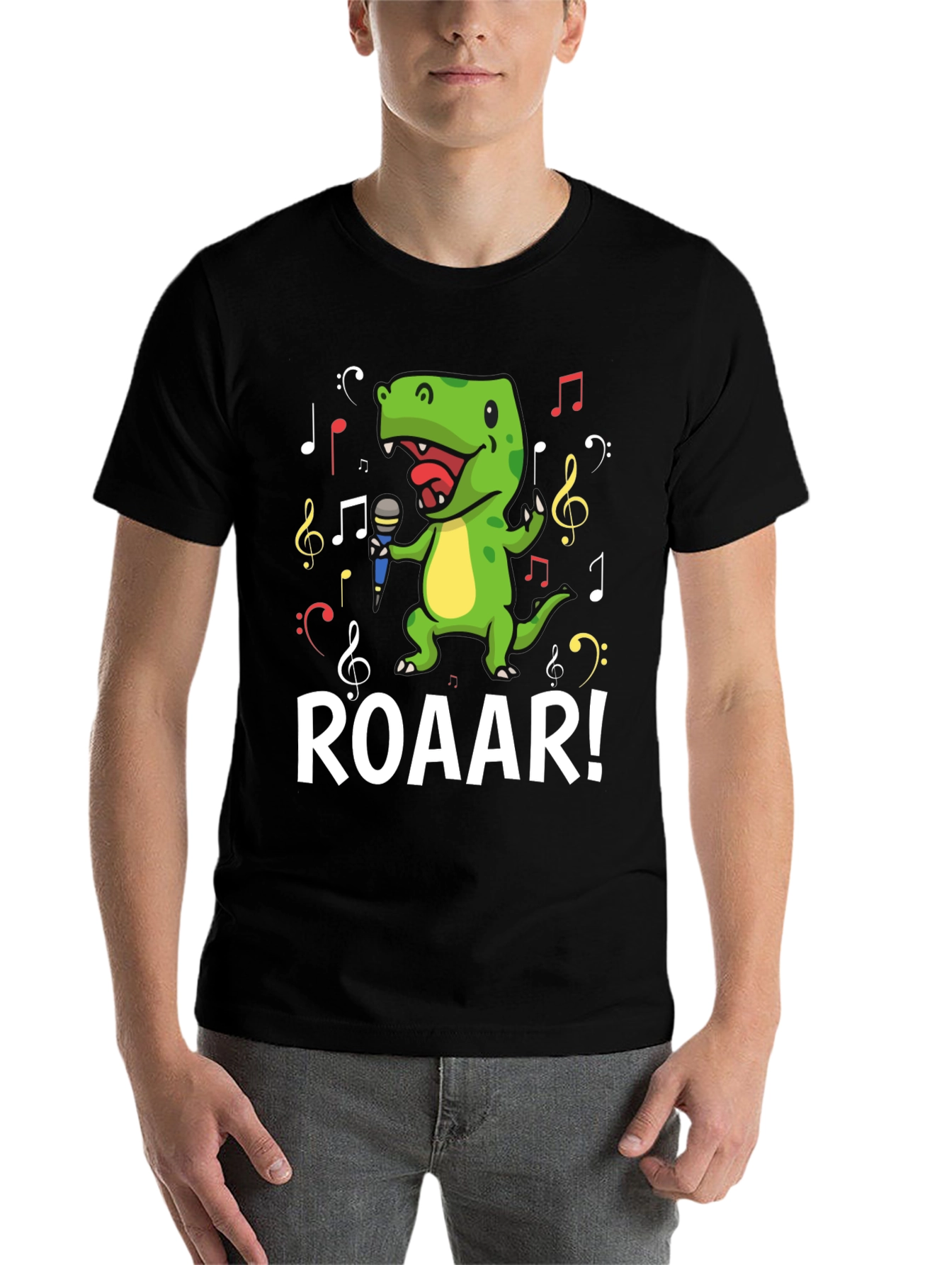 Black Dino Singer T-Shirt - Roar! view 7