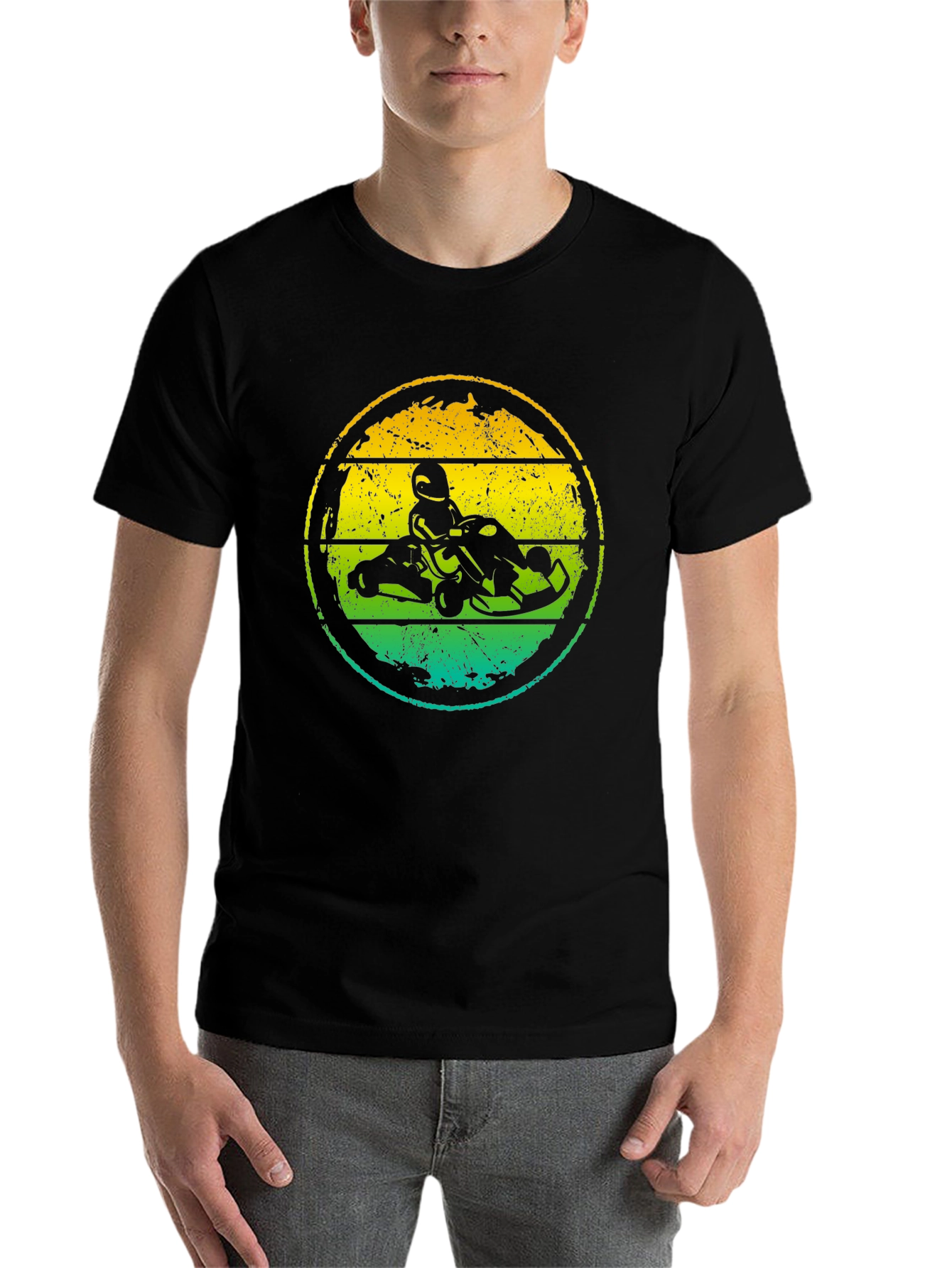 Black Retro Go-Kart Racing Graphic Tee view 7