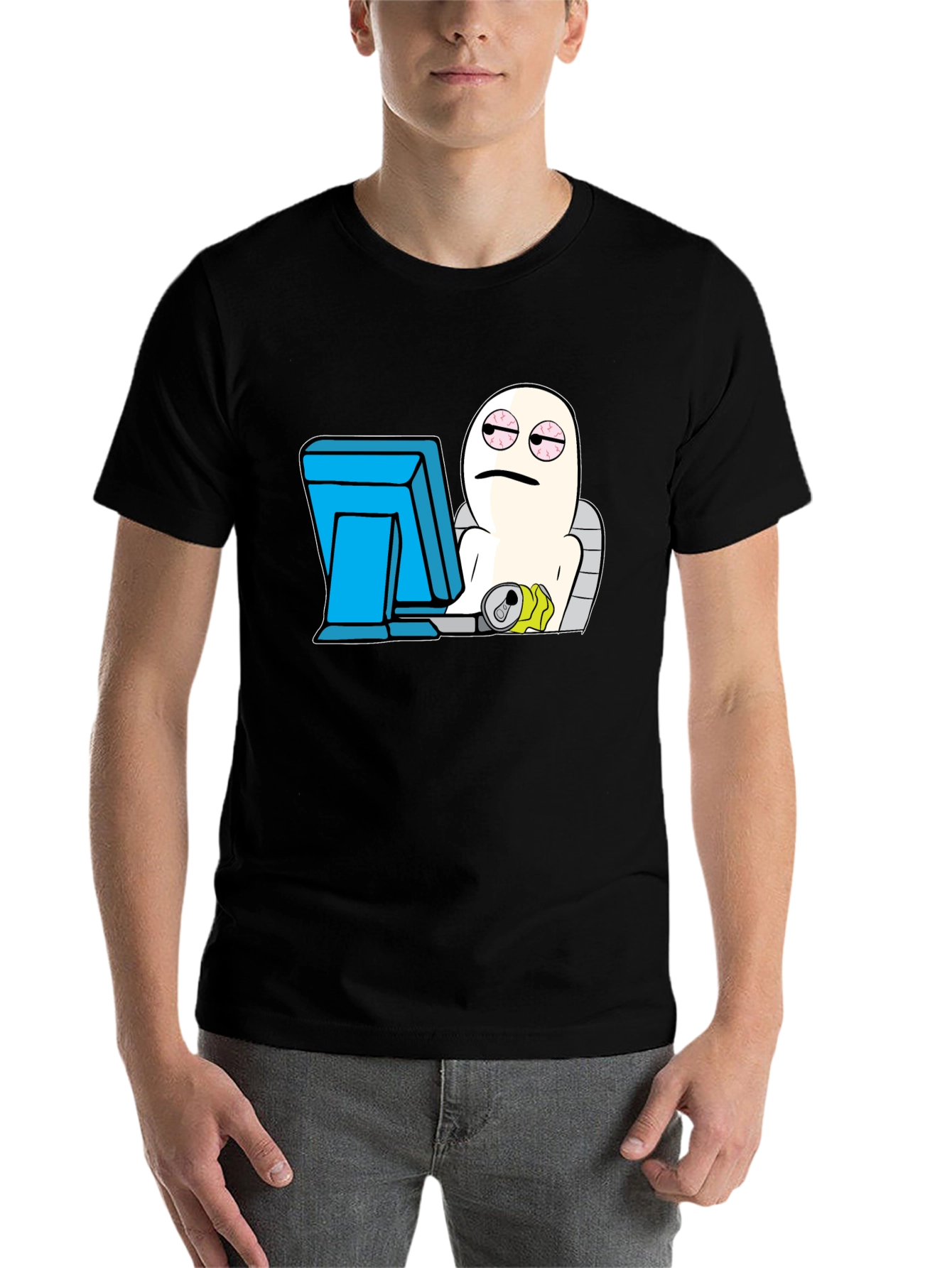 Black Humorous Computer Meme Black T-Shirt view 7