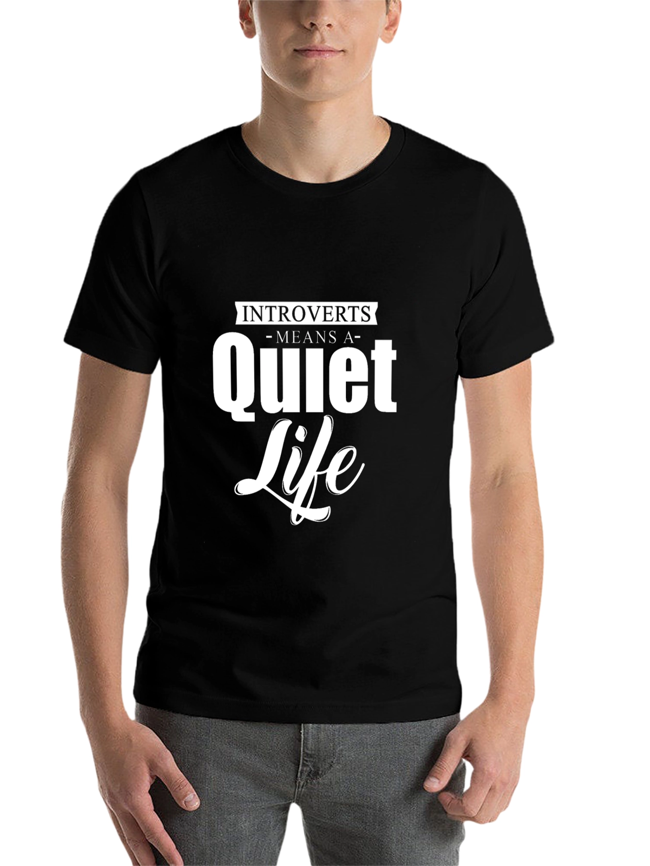 Black Introverts Quiet Life Graphic T-Shirt view 7
