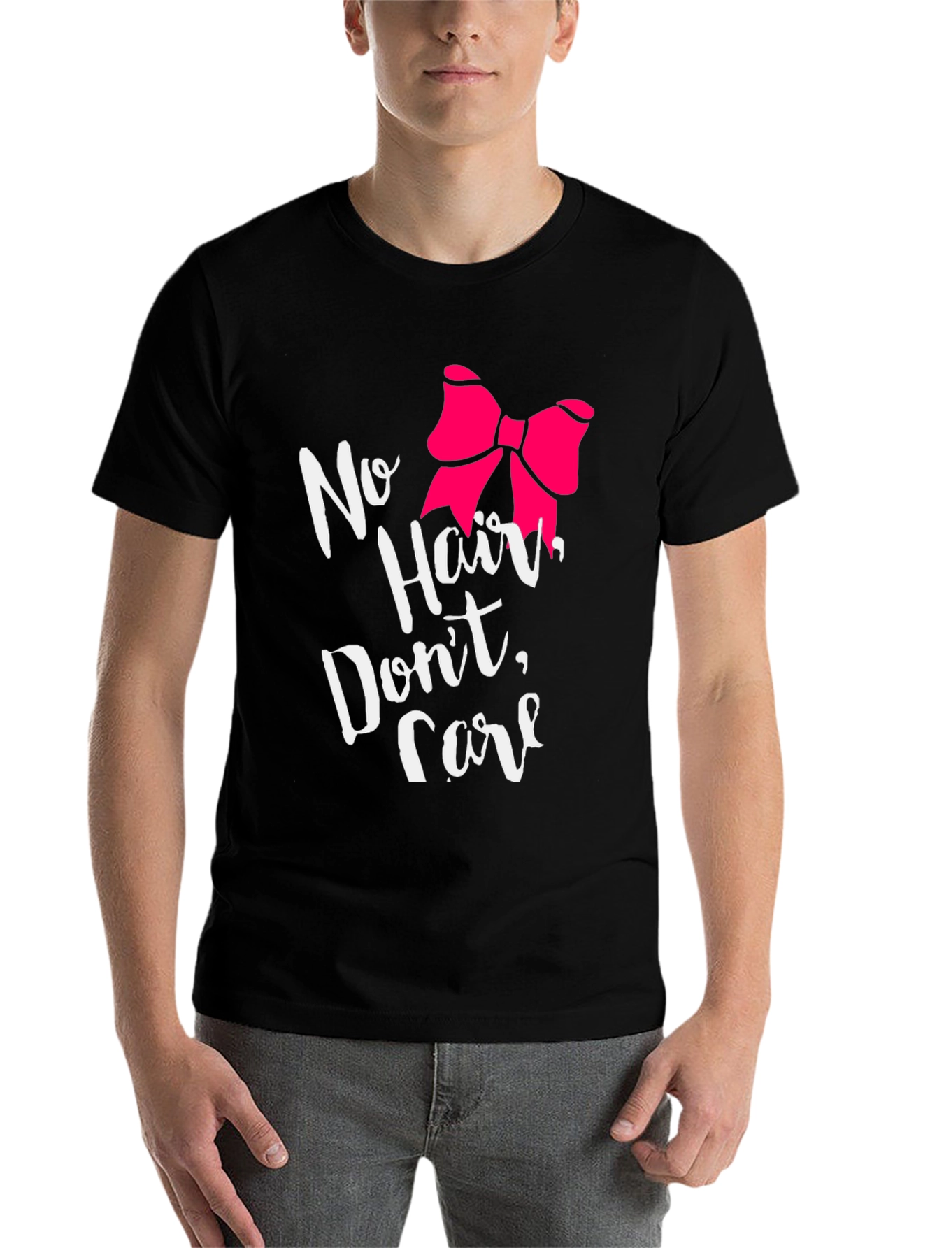Black No Hair Don't Care T-Shirt view 7