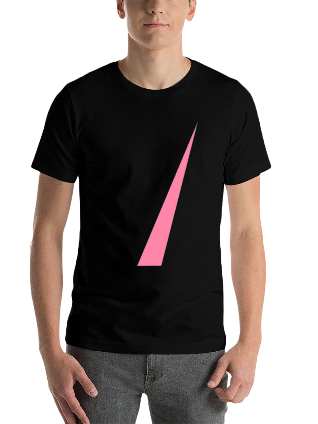 Black Modern Pink Slash Graphic Black T-Shirt view 7