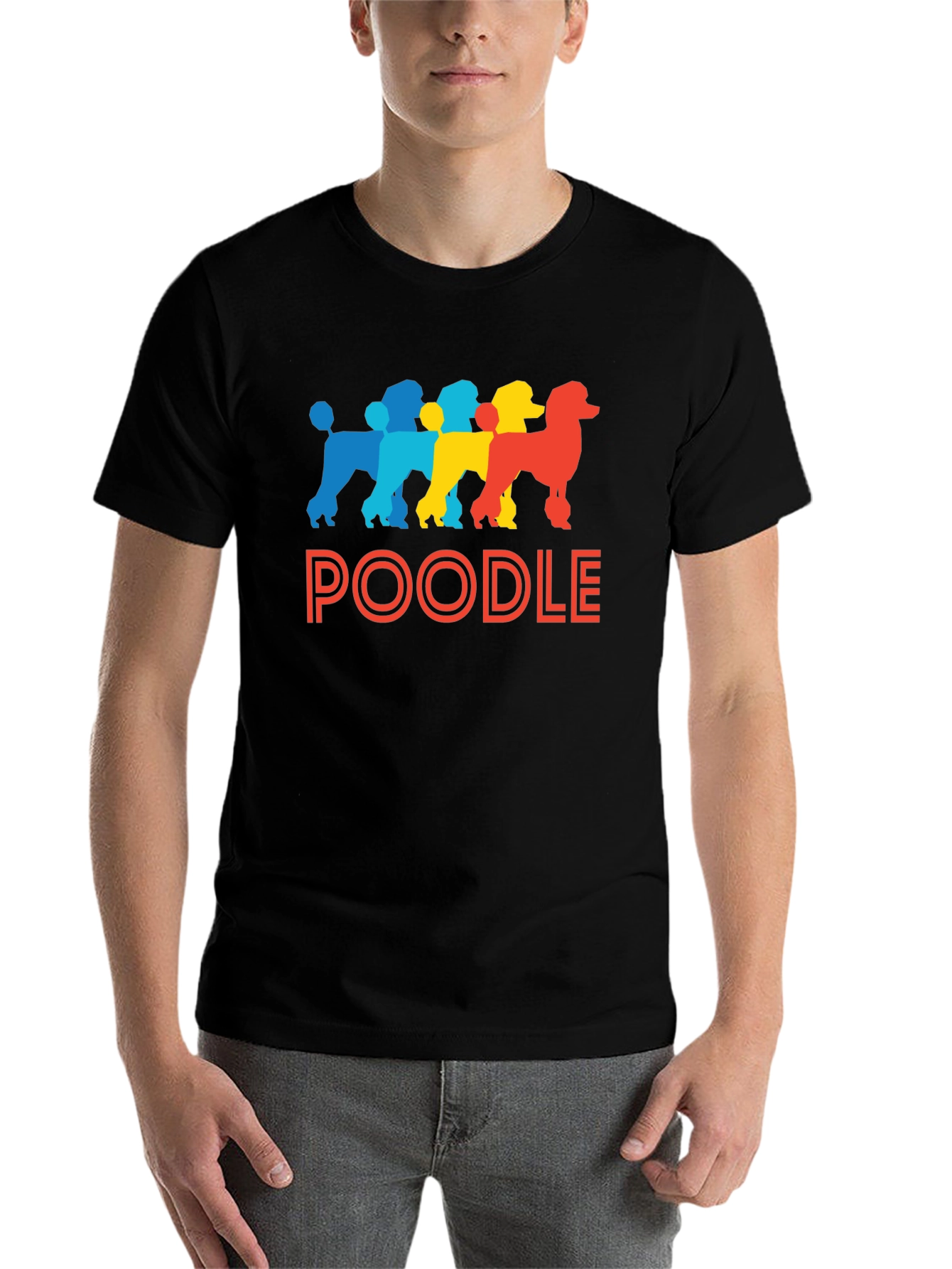 Black Colorful Poodle Silhouette T-Shirt view 7