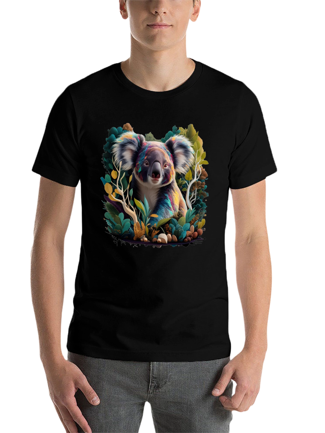 Black Koala Art Graphic Tee - Black view 7
