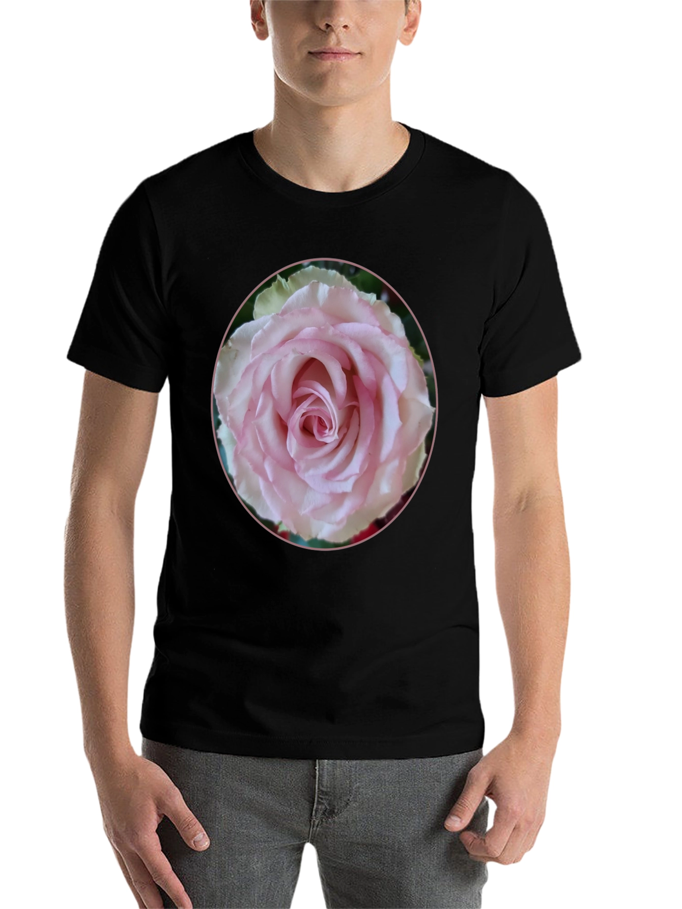 Black Rose Graphic Tee - Black, Stylish Floral Design view 7