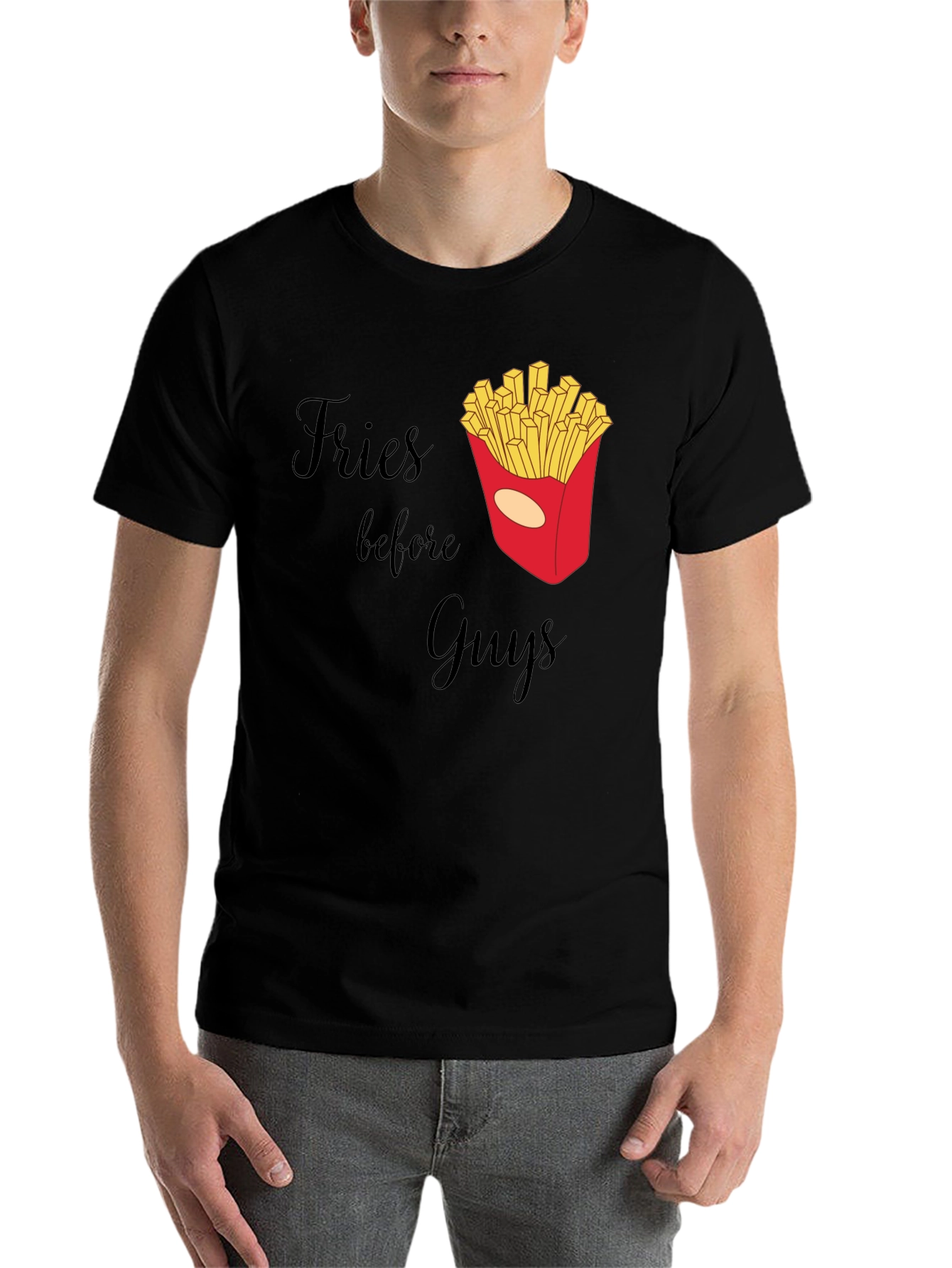 Black Fries Before Guys Graphic T-Shirt view 7