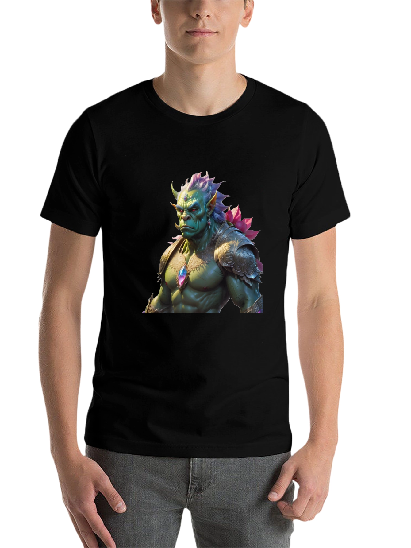 Black Fantasy Creature Graphic Tee - Unique Design view 7