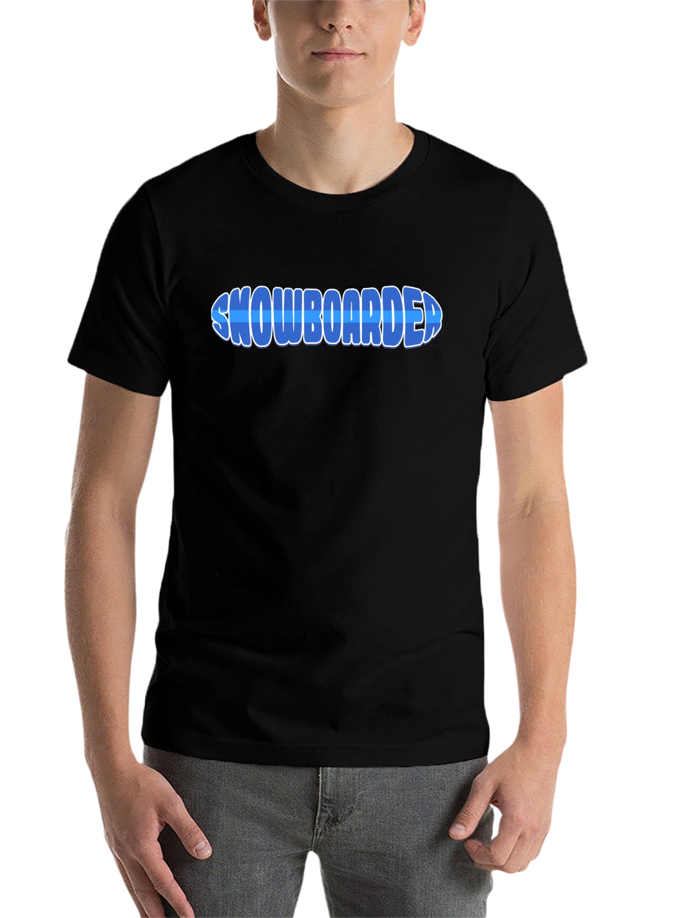 Black Snowboarder Graphic Tee - Cool Blue Design, Comfort Fit view 7