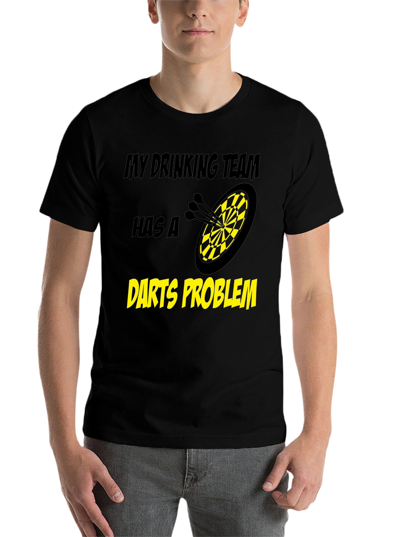 Black Darts Problem Funny Drinking Team Black T-Shirt view 7