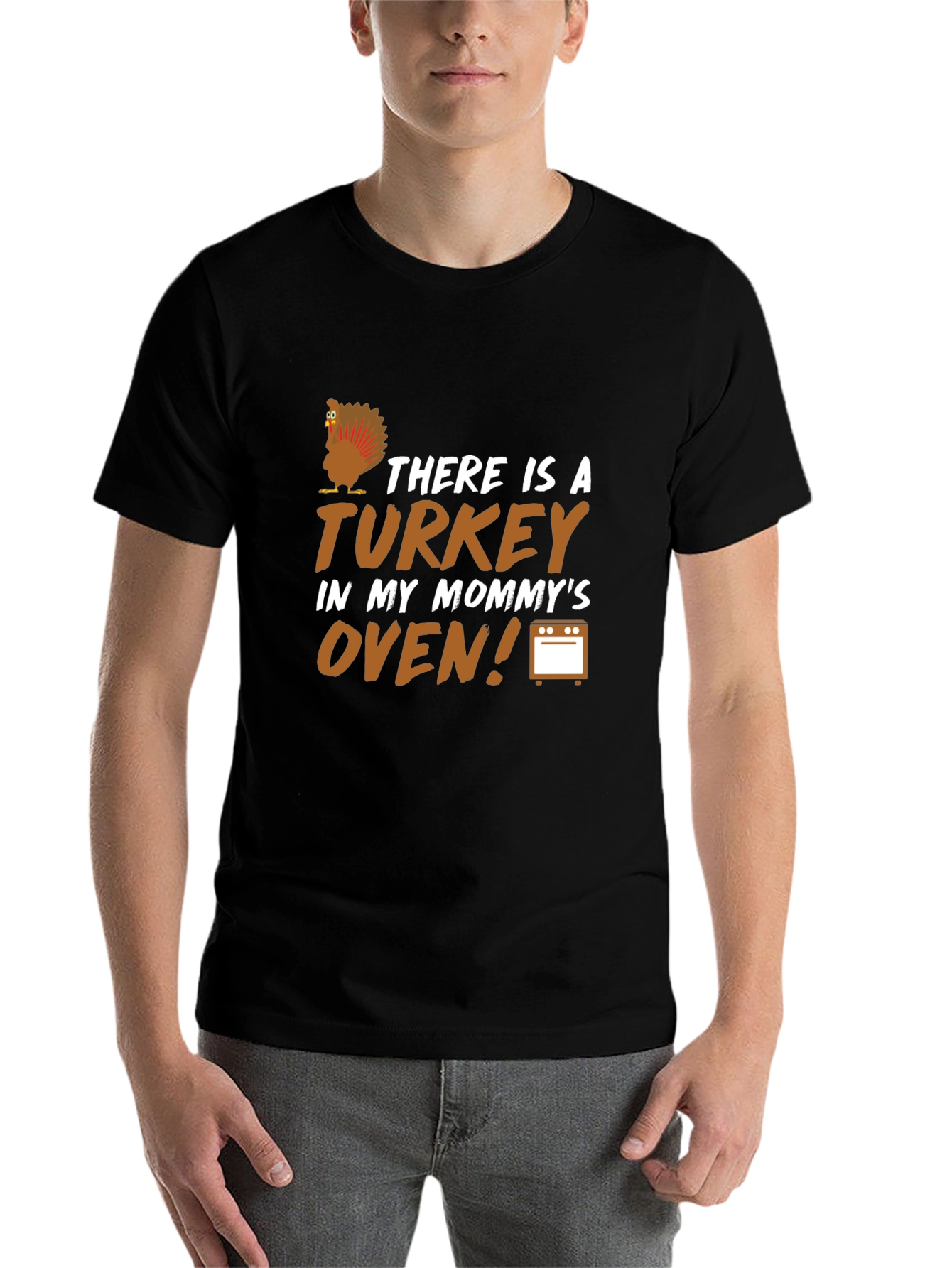 Black There is a Turkey in My Mommy's Oven Pregnancy Announcement T-Shirt view 7
