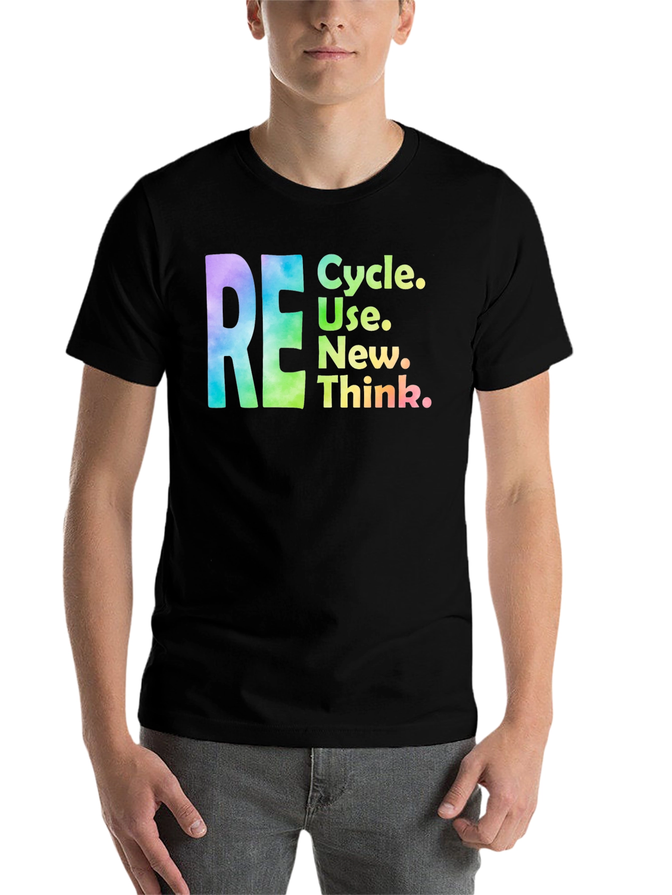 Black RE Cycle Use New Think Graphic Tee view 7