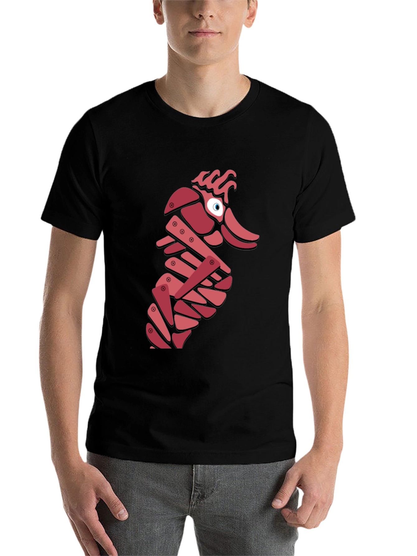 Black Abstract Seahorse Graphic T-Shirt - Unique Design view 7