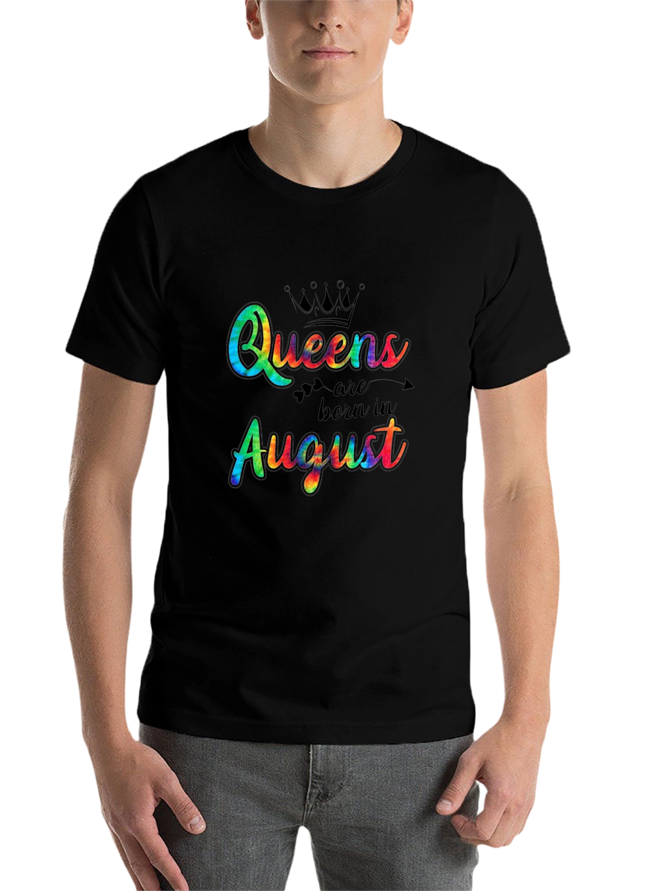 Black Queens Born in August Tie-Dye T-Shirt view 7