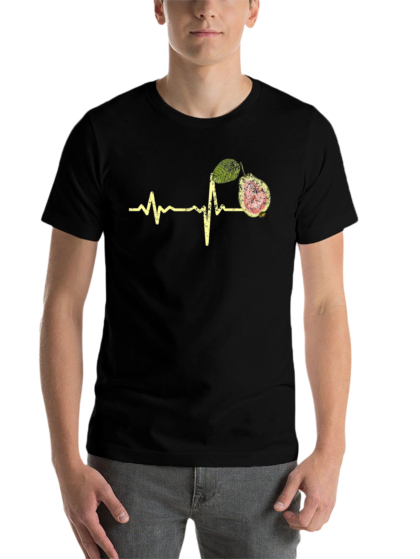 Black Guava Heartbeat Graphic Tee - Fruit Lover Shirt view 7