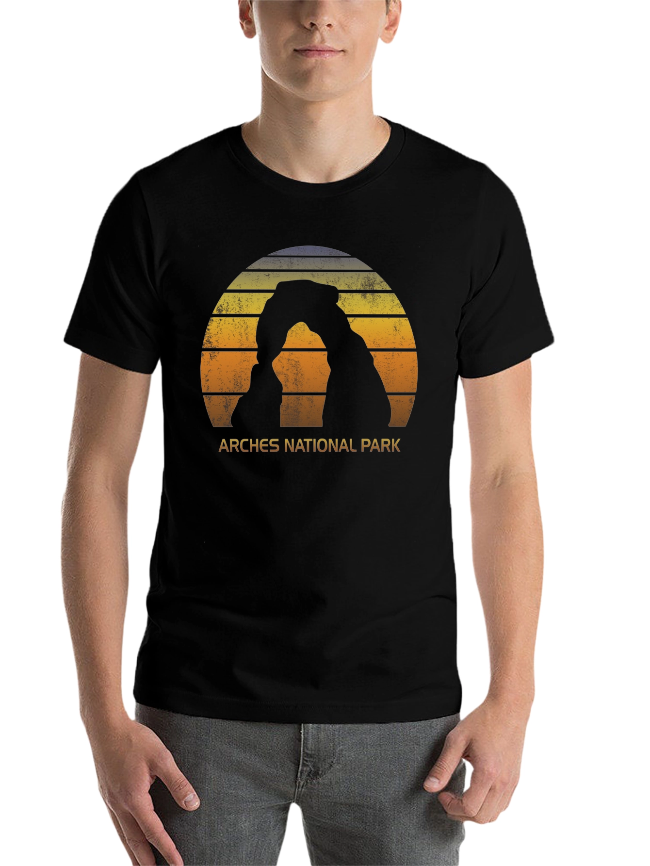 Black Arches National Park Retro T-Shirt view 7
