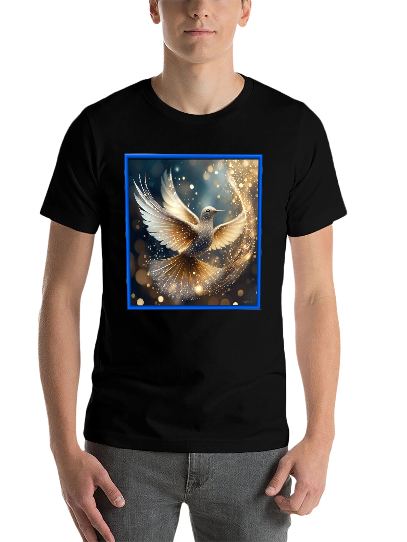 Black Elegant Dove Graphic Tee view 7