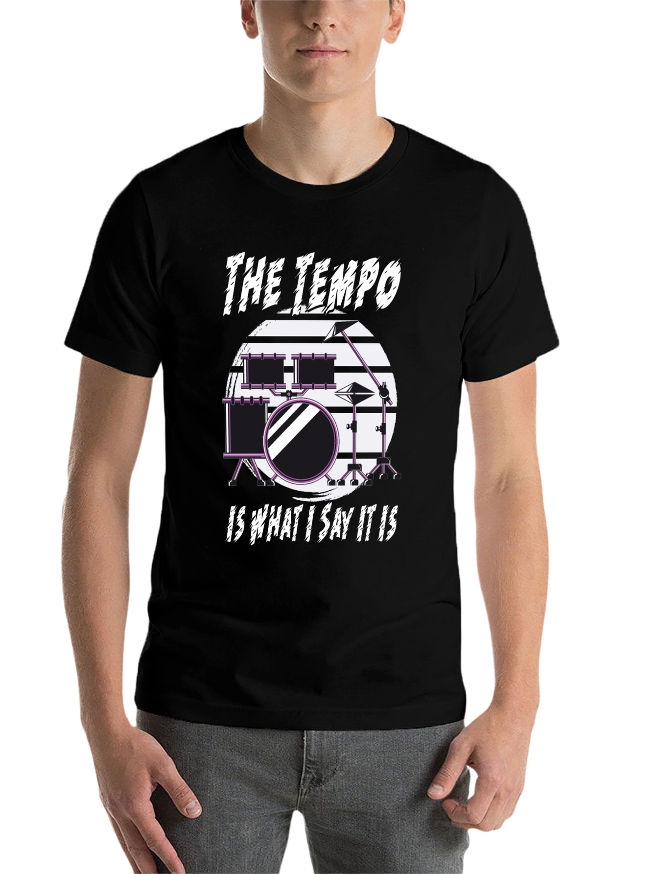 Black The Tempo Drummer T-Shirt - Music Lover Tee view 7