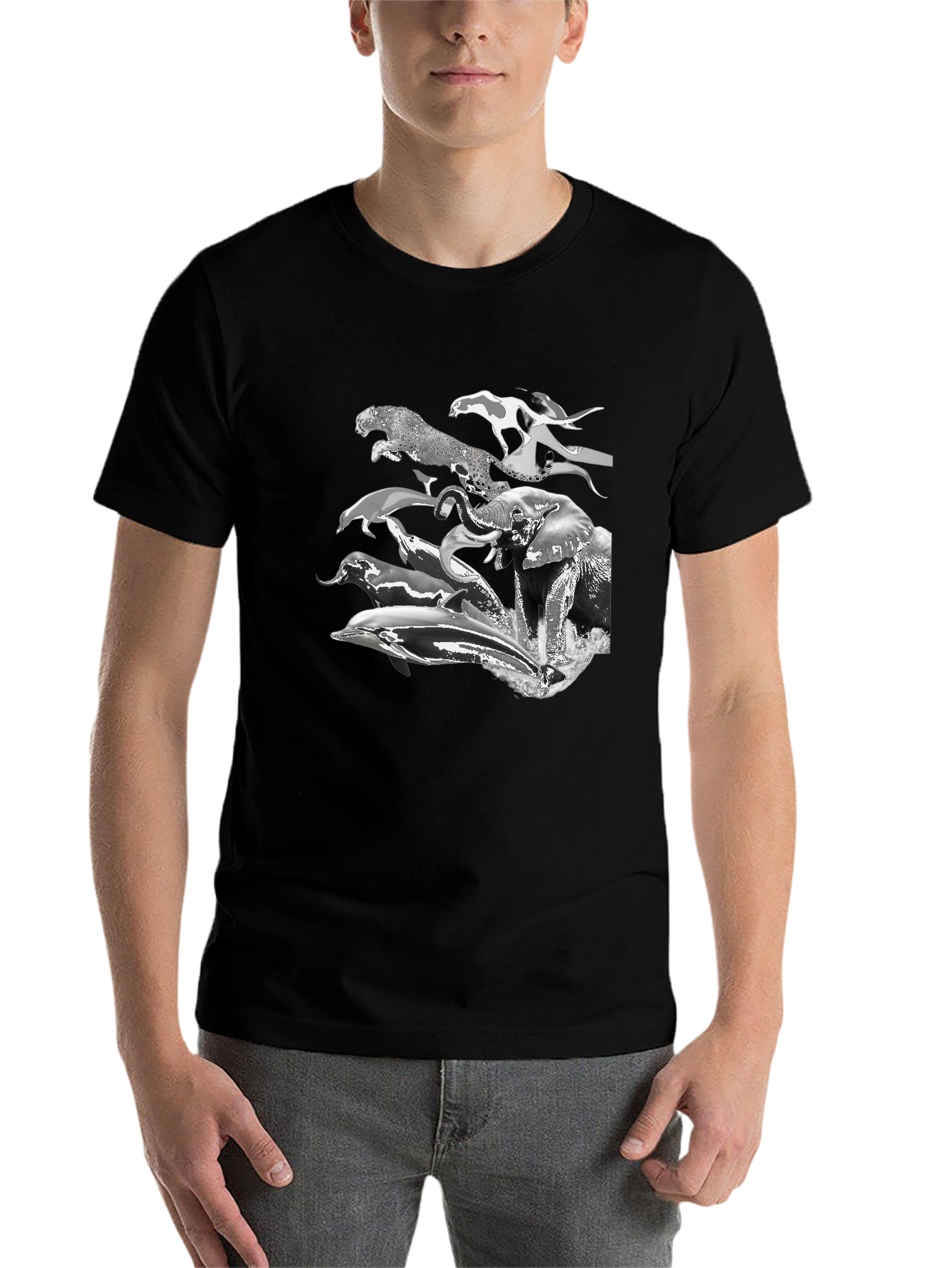 Black Animal Print Tee - Black view 7