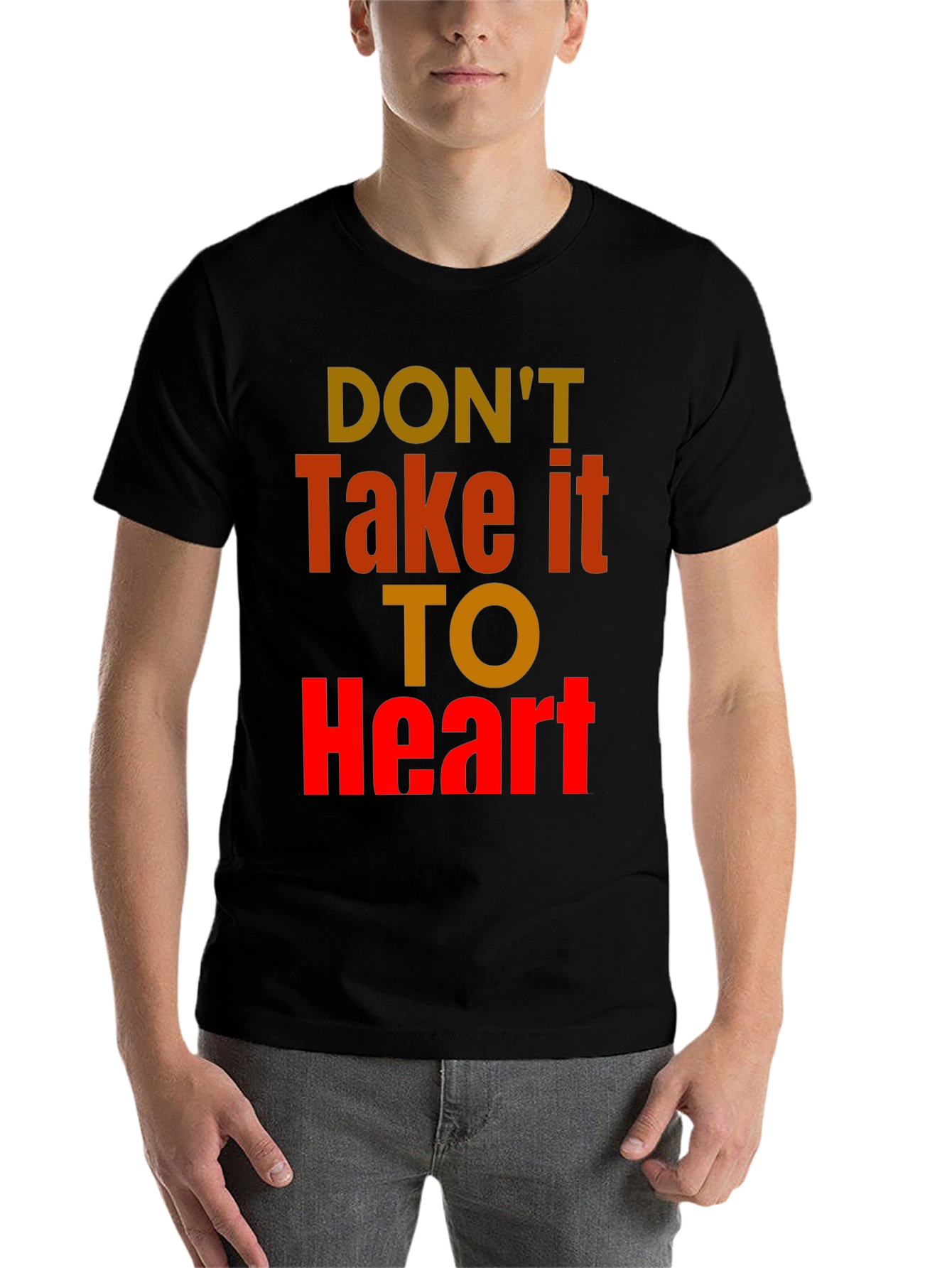 Black Don't Take It To Heart Graphic Tee - Unisex Casual Black T-Shirt view 7