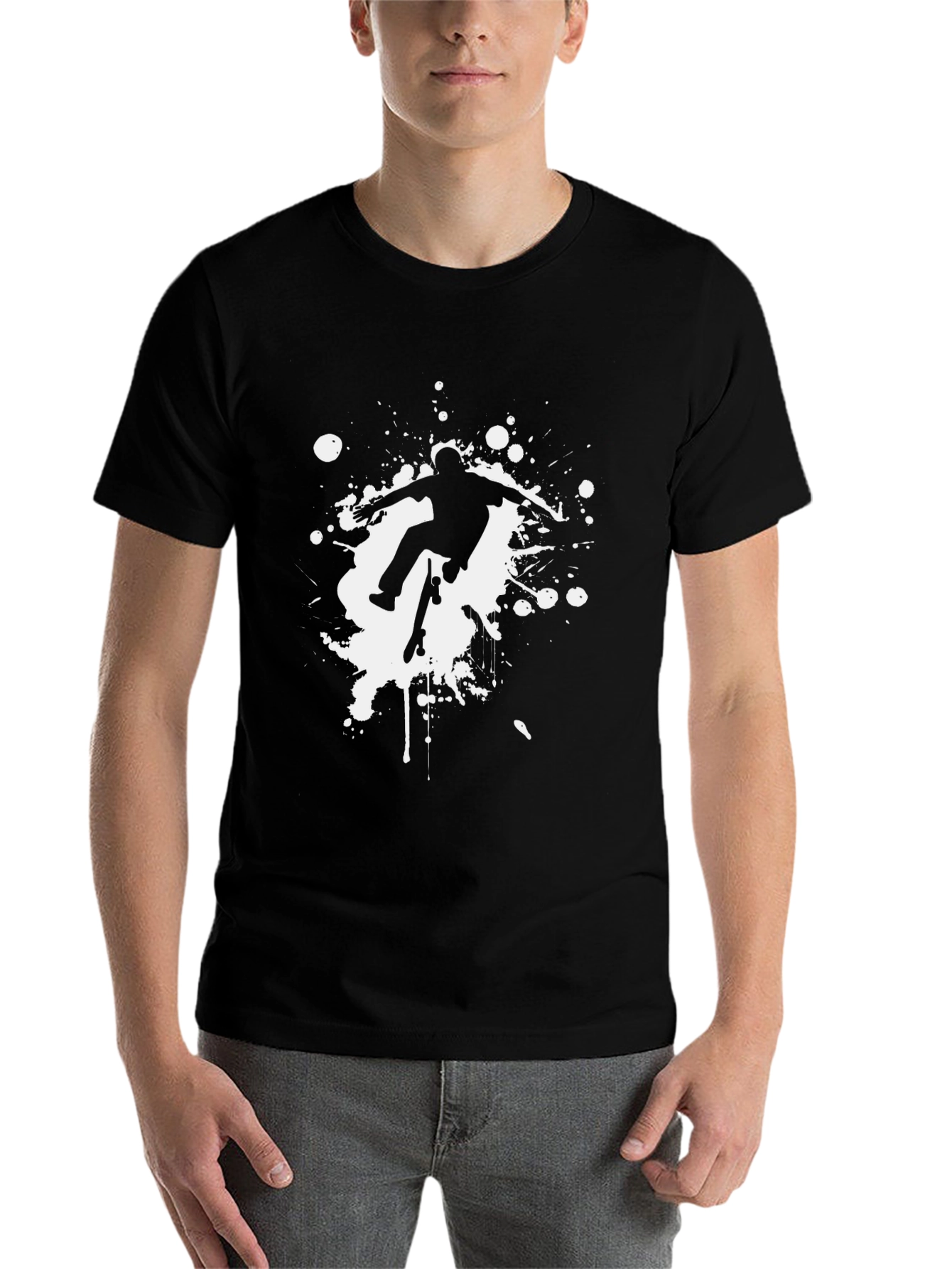 Black Skateboarder Graphic Black T-Shirt view 7